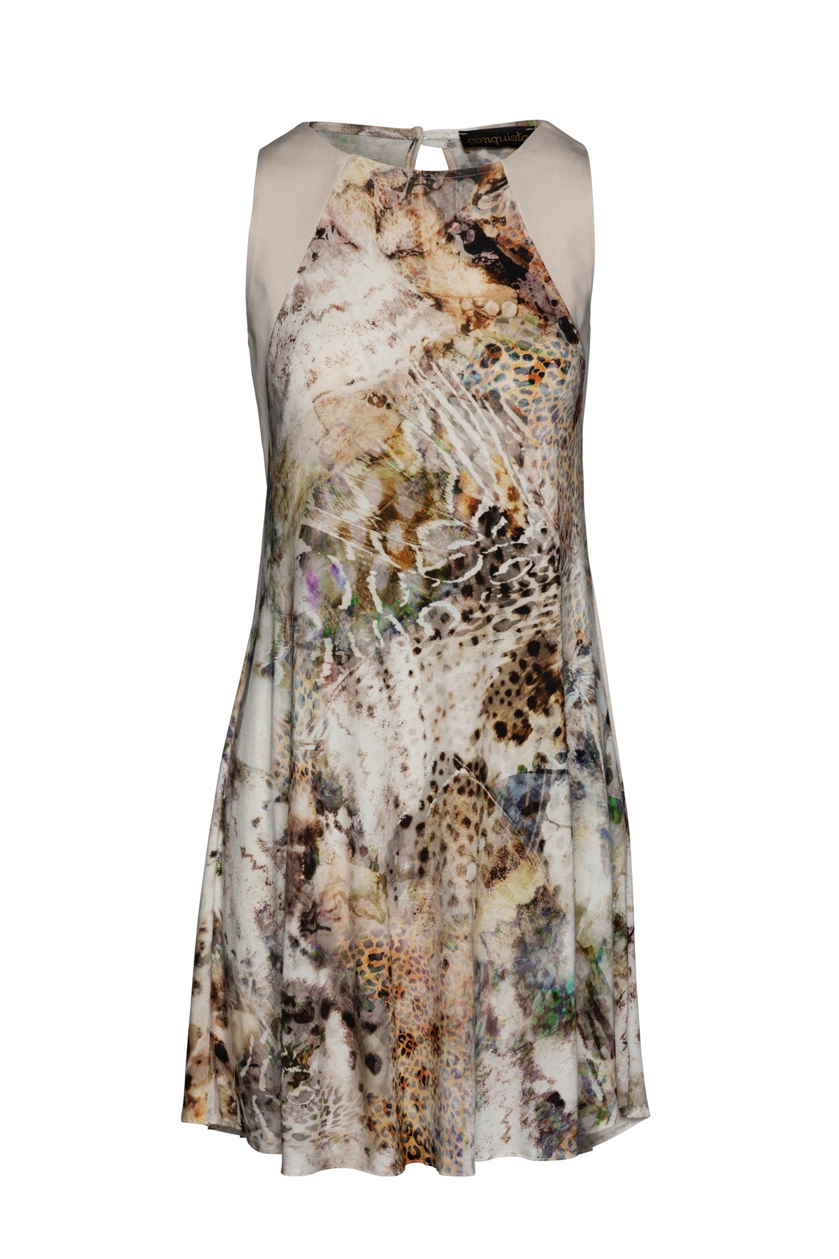 Conquista Women's Abstract Animal Print Dress In Sand In Beige
