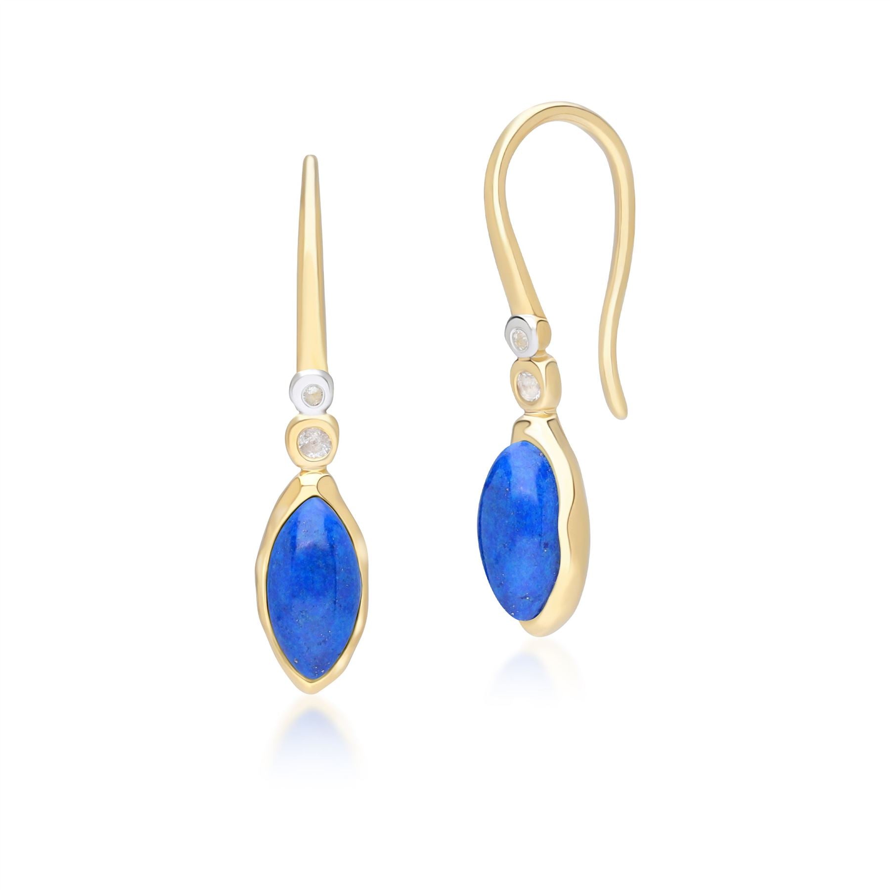 Women’s Gold / Blue Marquise Lapis Lazuli & Topaz Drop Earrings In Gold Plated Sterling Silver Gemondo