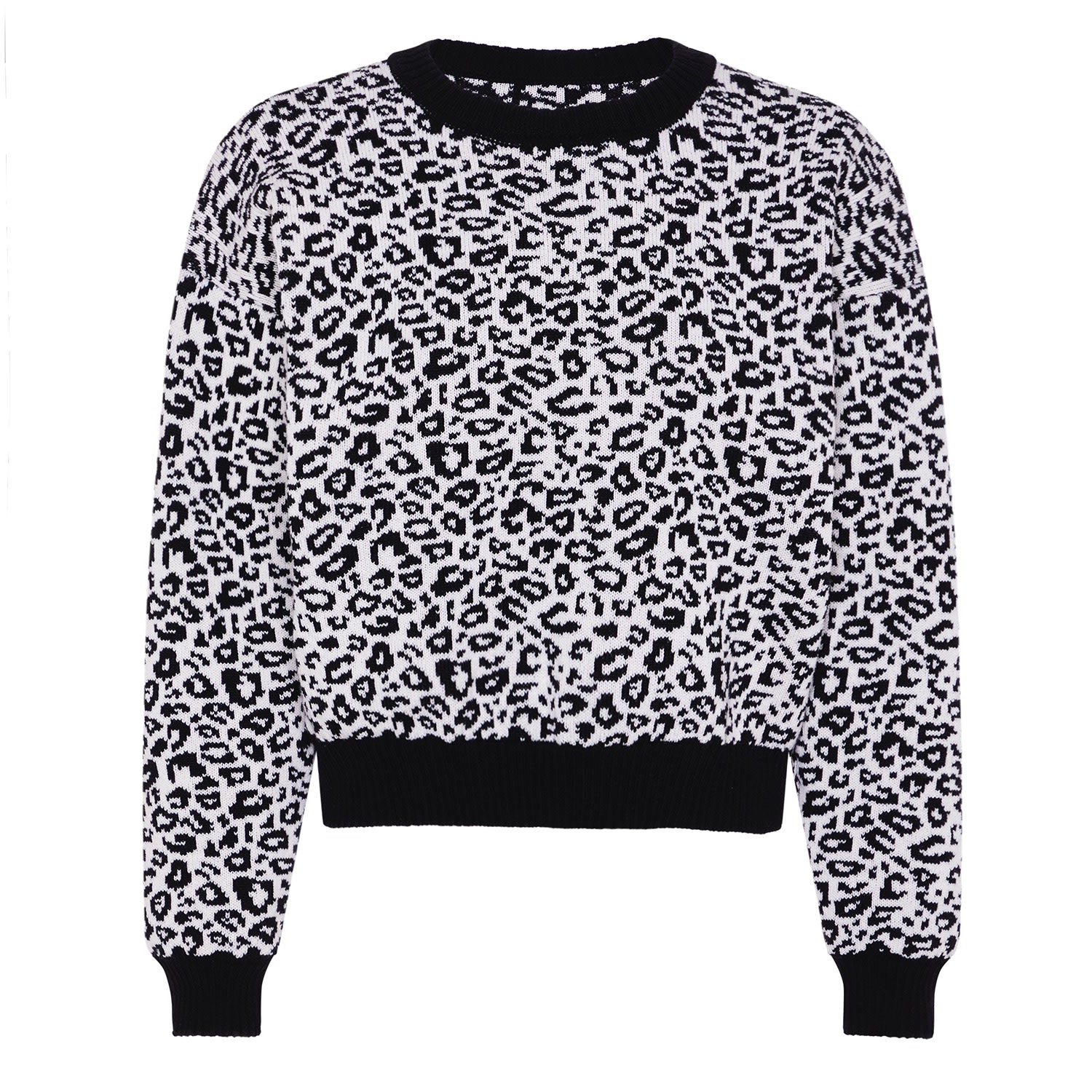 Women’s Black / White Leopard Knitted Wool & Cashmere Jumper Black & White Large Ingmarson