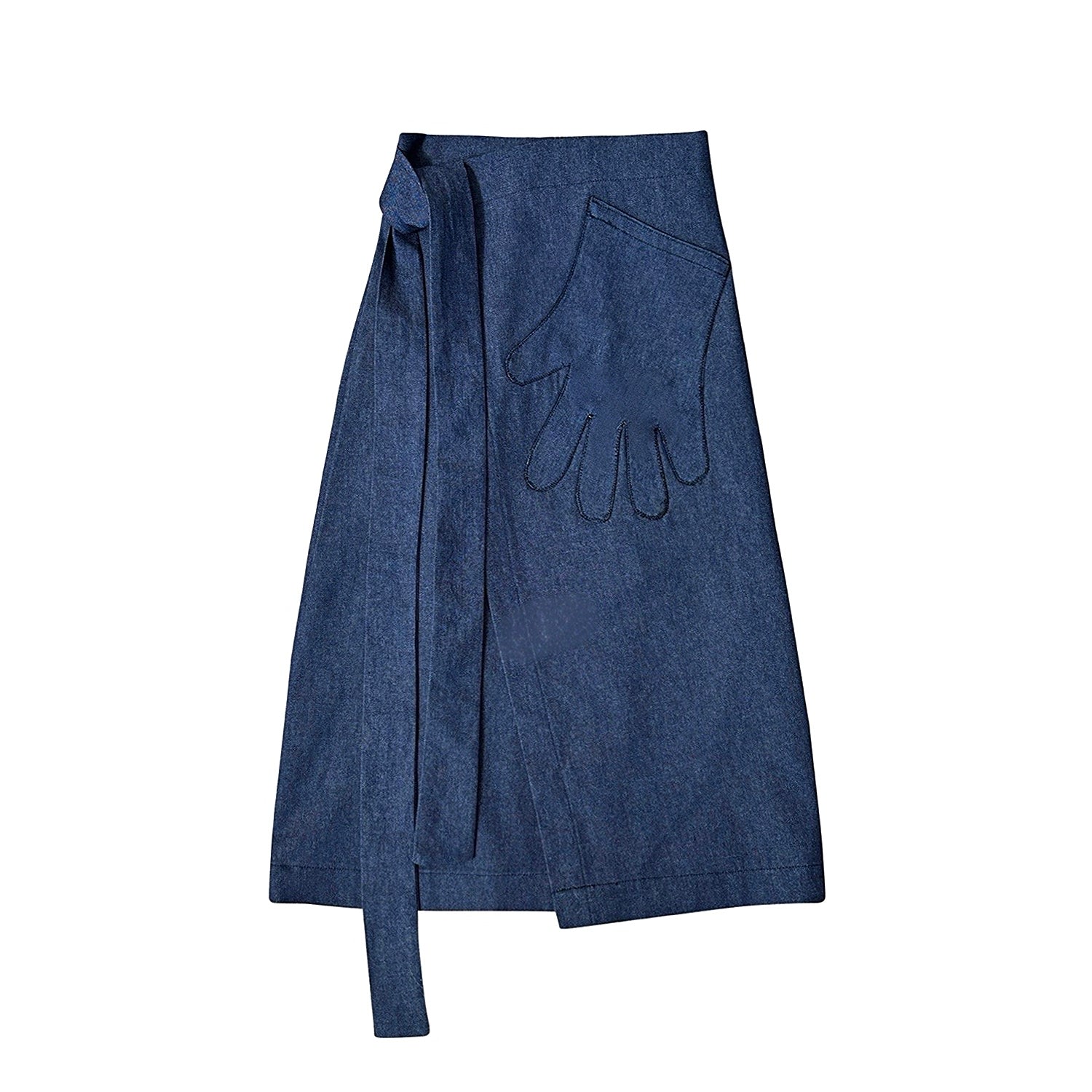 London Atelier Byproduct Women's Blue Denim Wrap Skirt With Hand Shaped Pocket In Blue