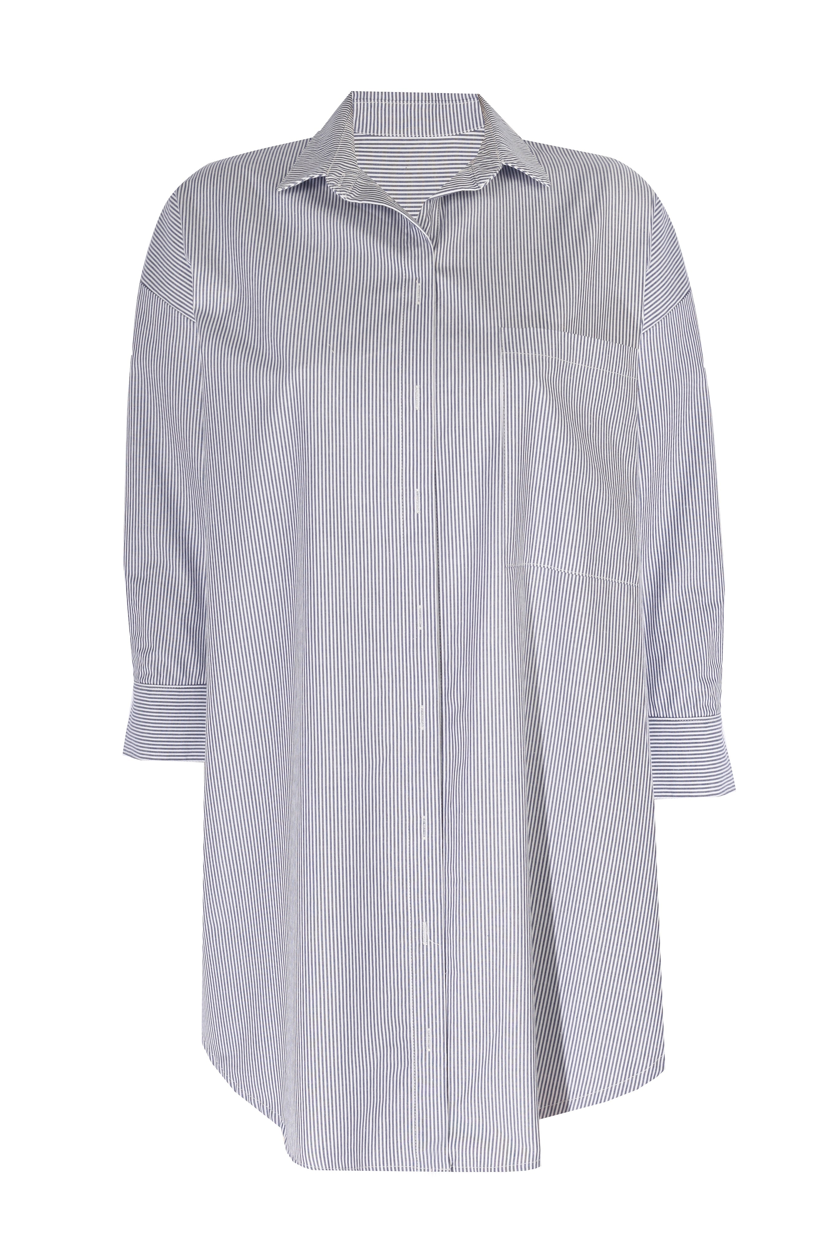 Women’s Oversize Overshirt - Blue Striped S/M Yorstruly