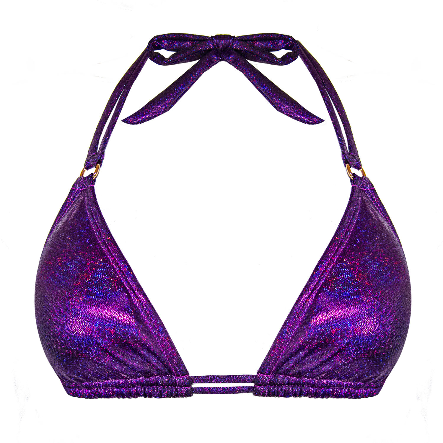 Enez Swim Women's Pink / Purple Eden Triangle Bikini Top - Glitter Grape In Pink/purple