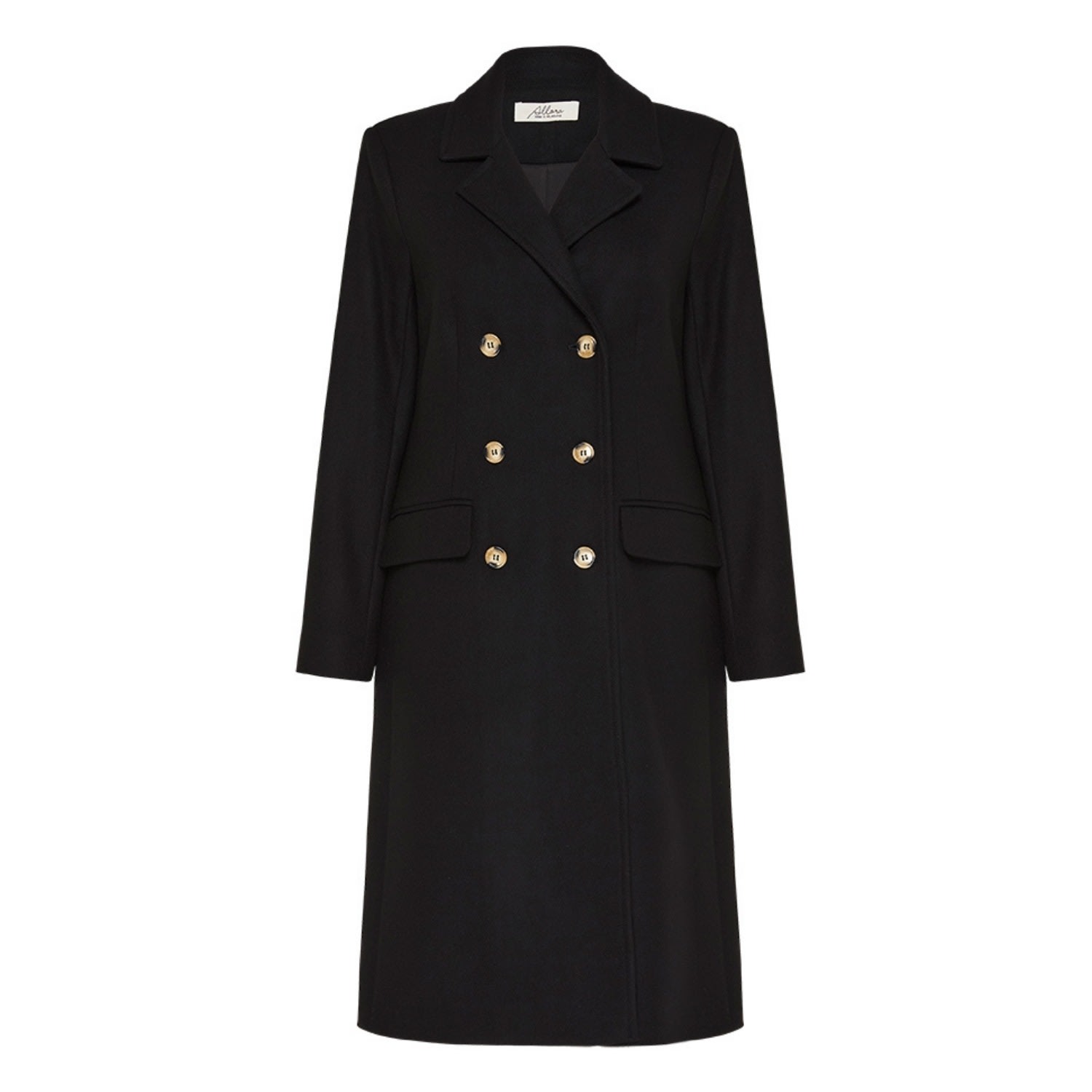 Allora Women's Belmont Double Breasted Wool Cashmere Long Coat - Black In Black