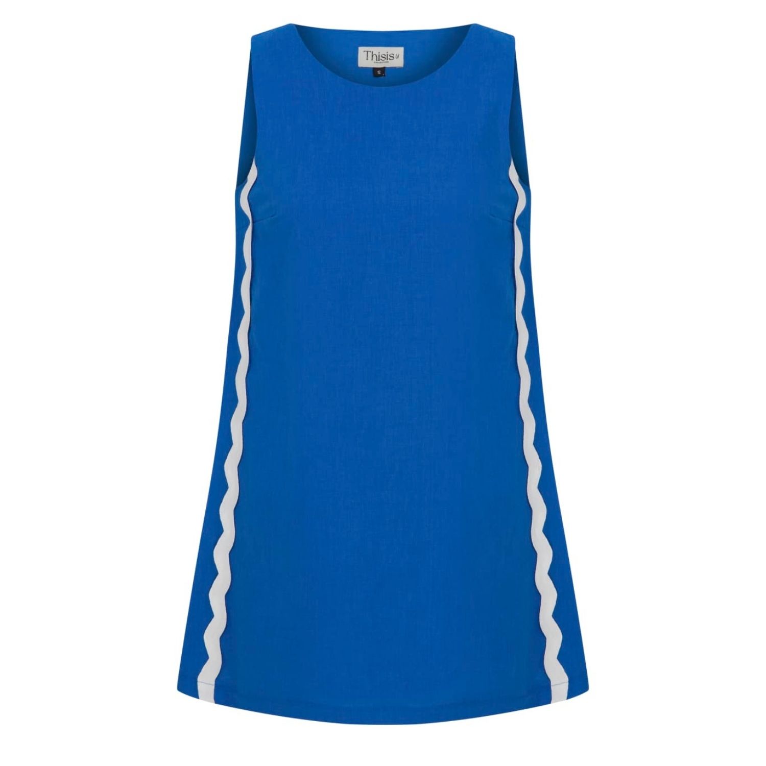 Women's Blue / White Wavy Blue Dress | Medium | Thisisu Collection