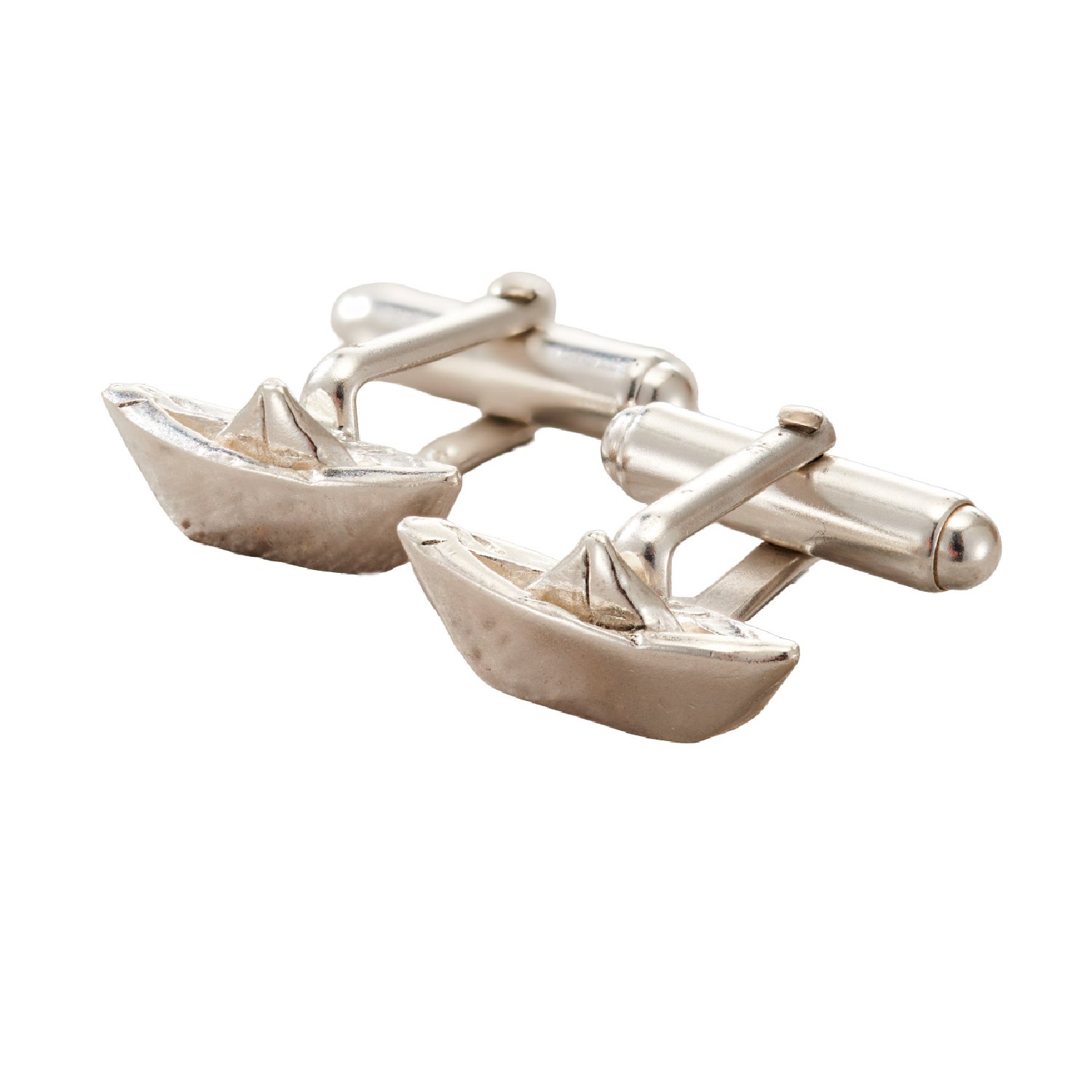 Men's Sterling Silver Origami Boat Cufflinks | Posh Totty Designs