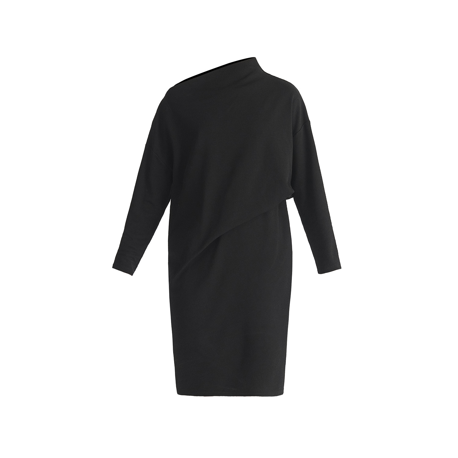 Paisie Women's Asymmetric Neck Jumper Dress In Black In Black
