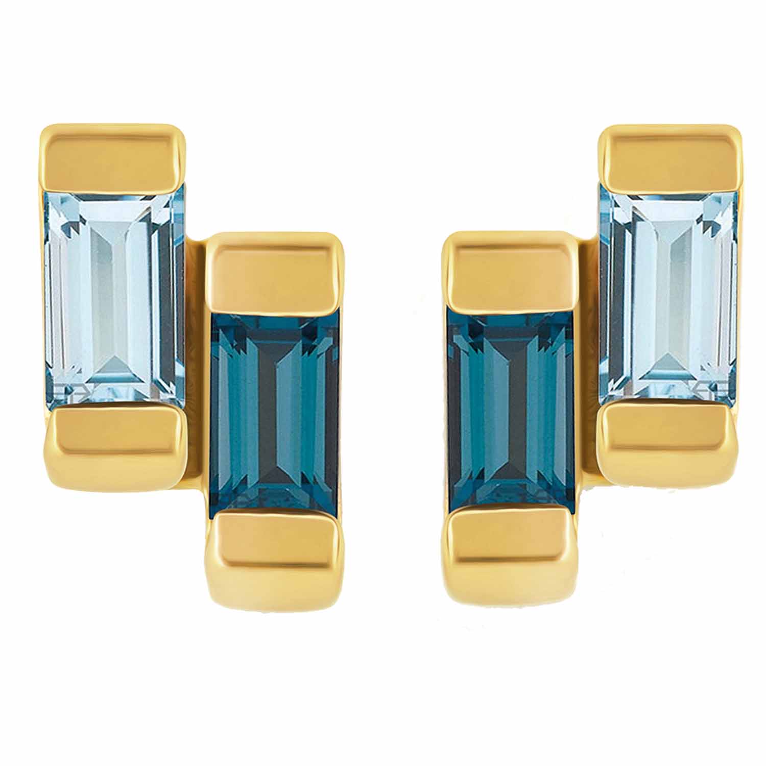 Women’s Gold Stud Earring London & Blue Topaz Anais Neola Design