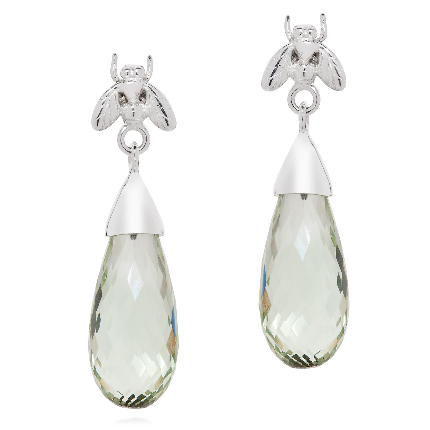 Women’s Green Quartz Briolette Little Fly Earrings 9Ct Gold Yasmin Everley Jewellery