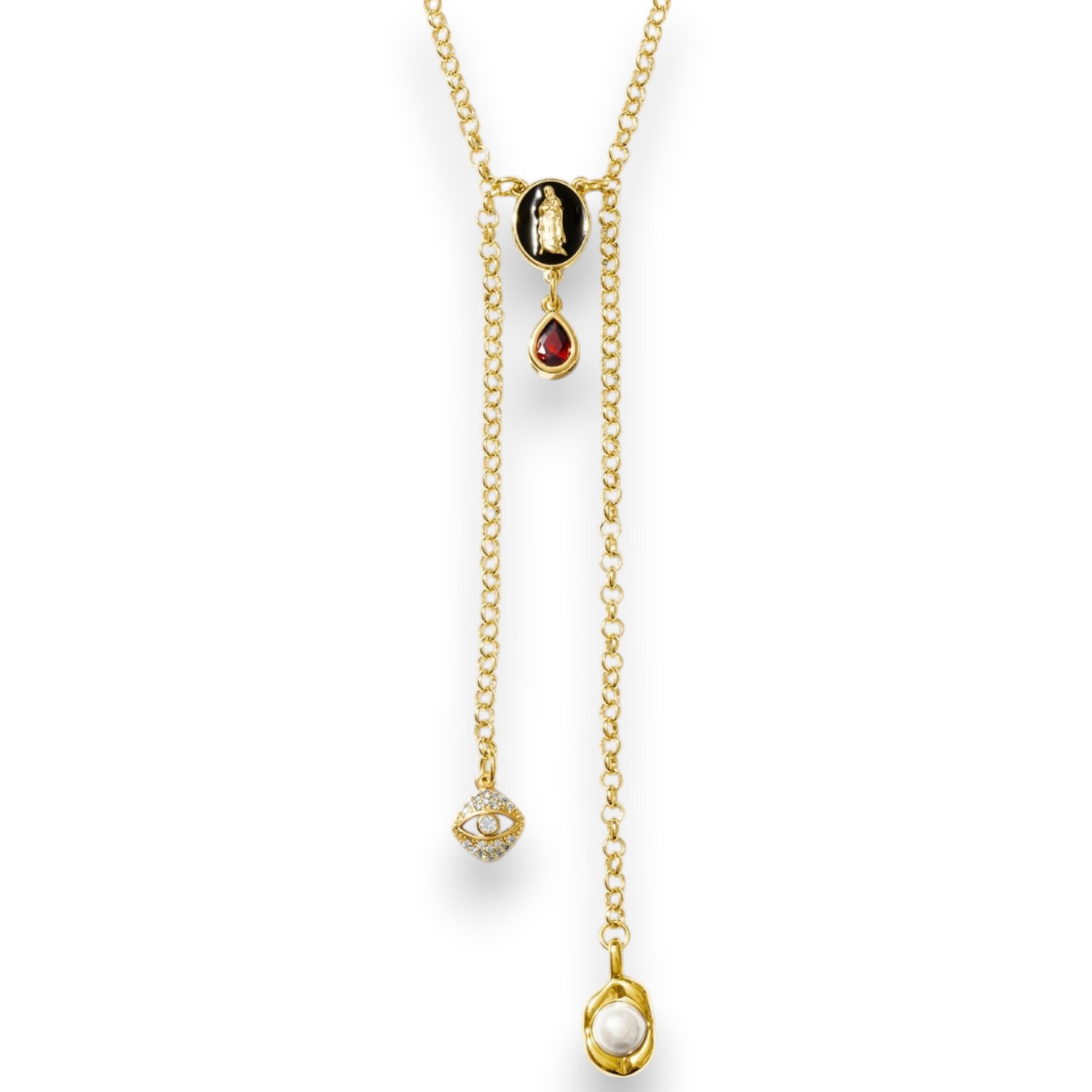 Alexie Of Athens Women's Red / Gold Divine Double Drop Lariat