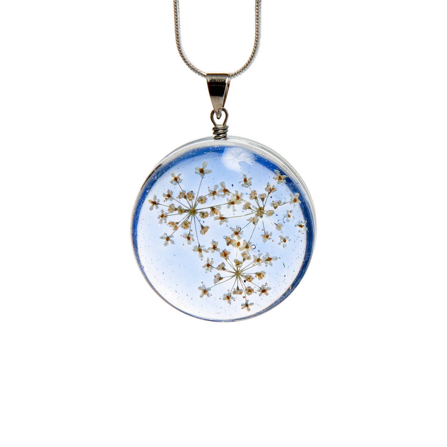 Laura Daili Women's Blue / Silver Queen Anne's Lace Glass Pendant In Multi