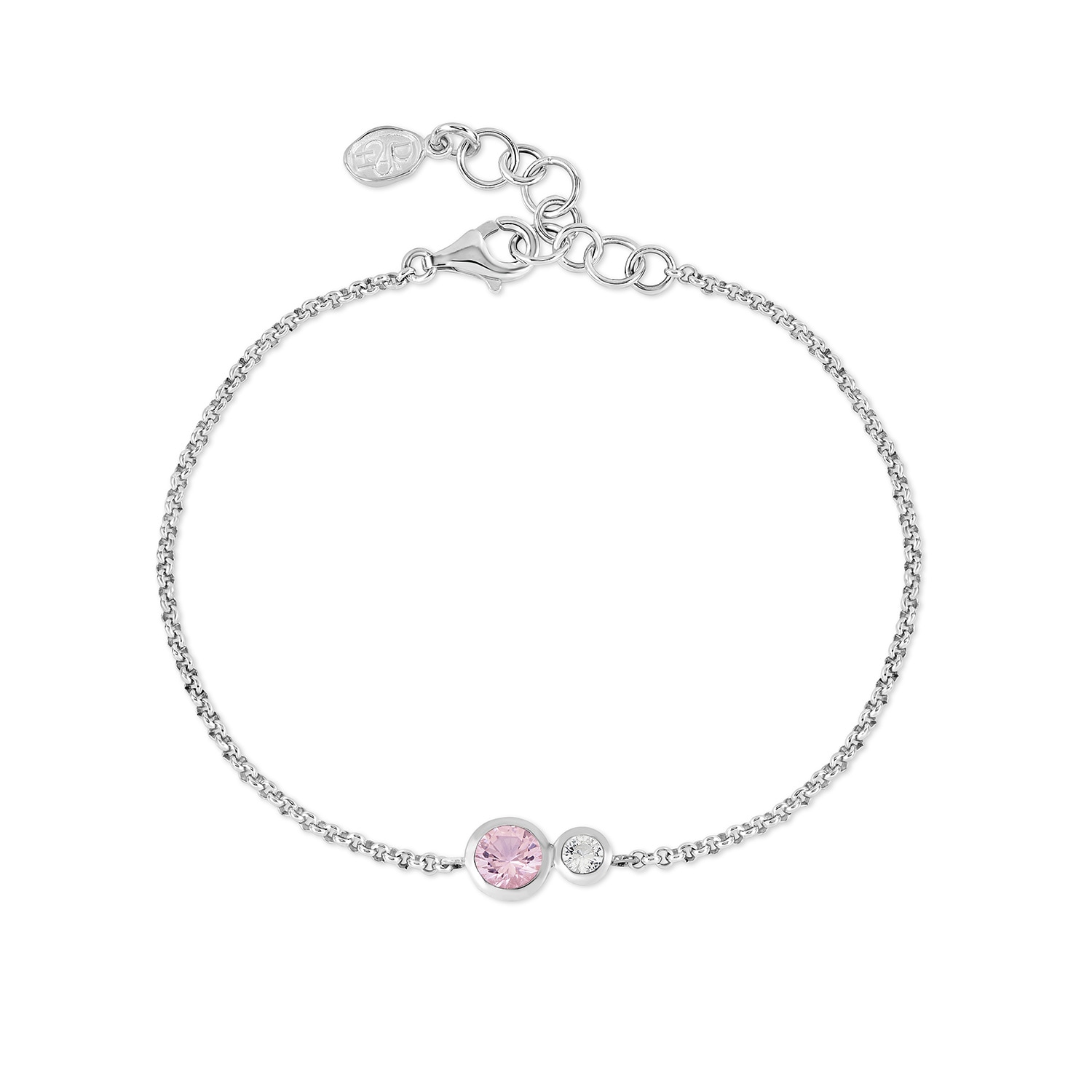 Dower & Hall Women's Silver / Pink Rose Tutti Frutti Duo Chain Bracelet In Sterling Silver In Multi