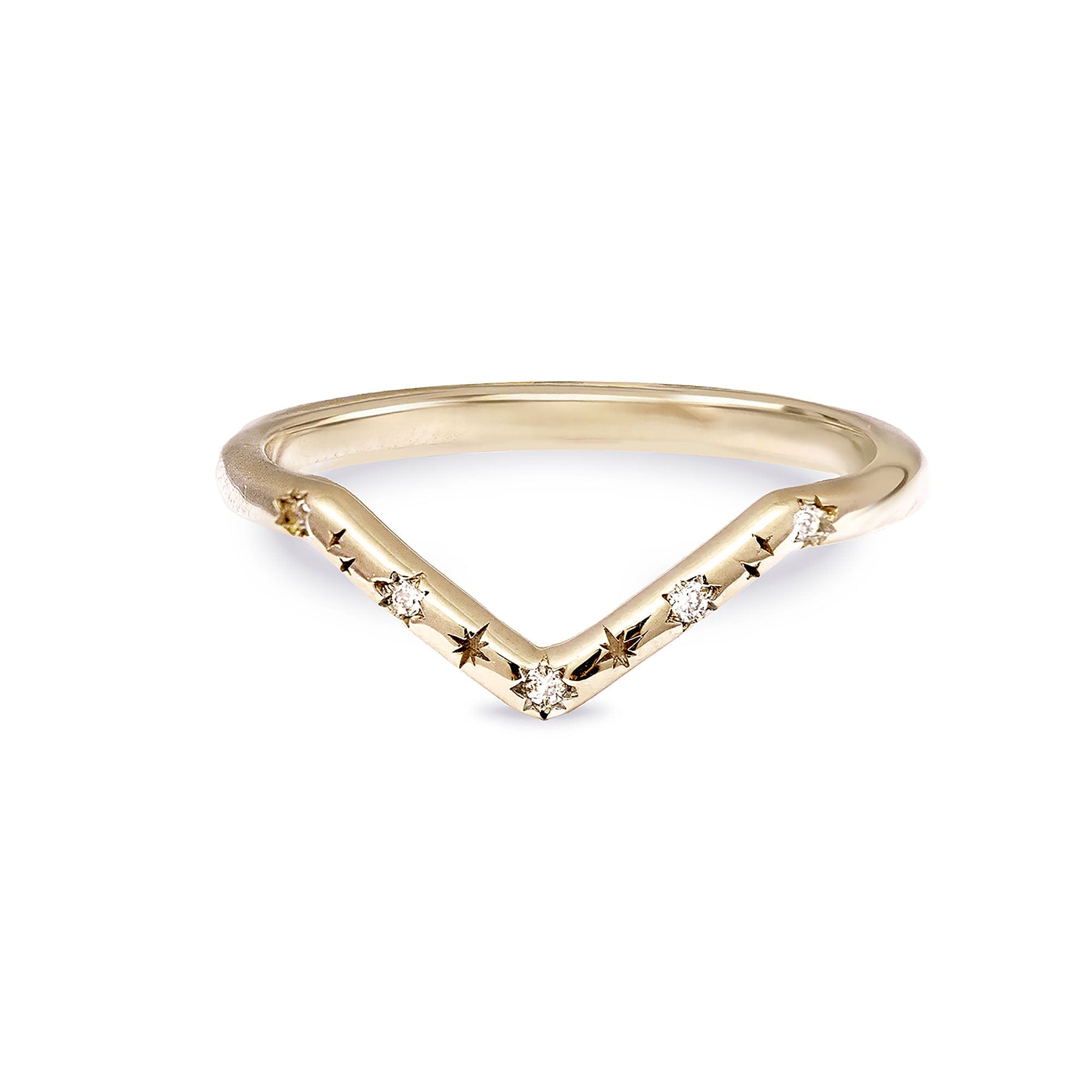 Zohreh Women's Diamond Engraved Wishbone Ring 9k Gold In Gold