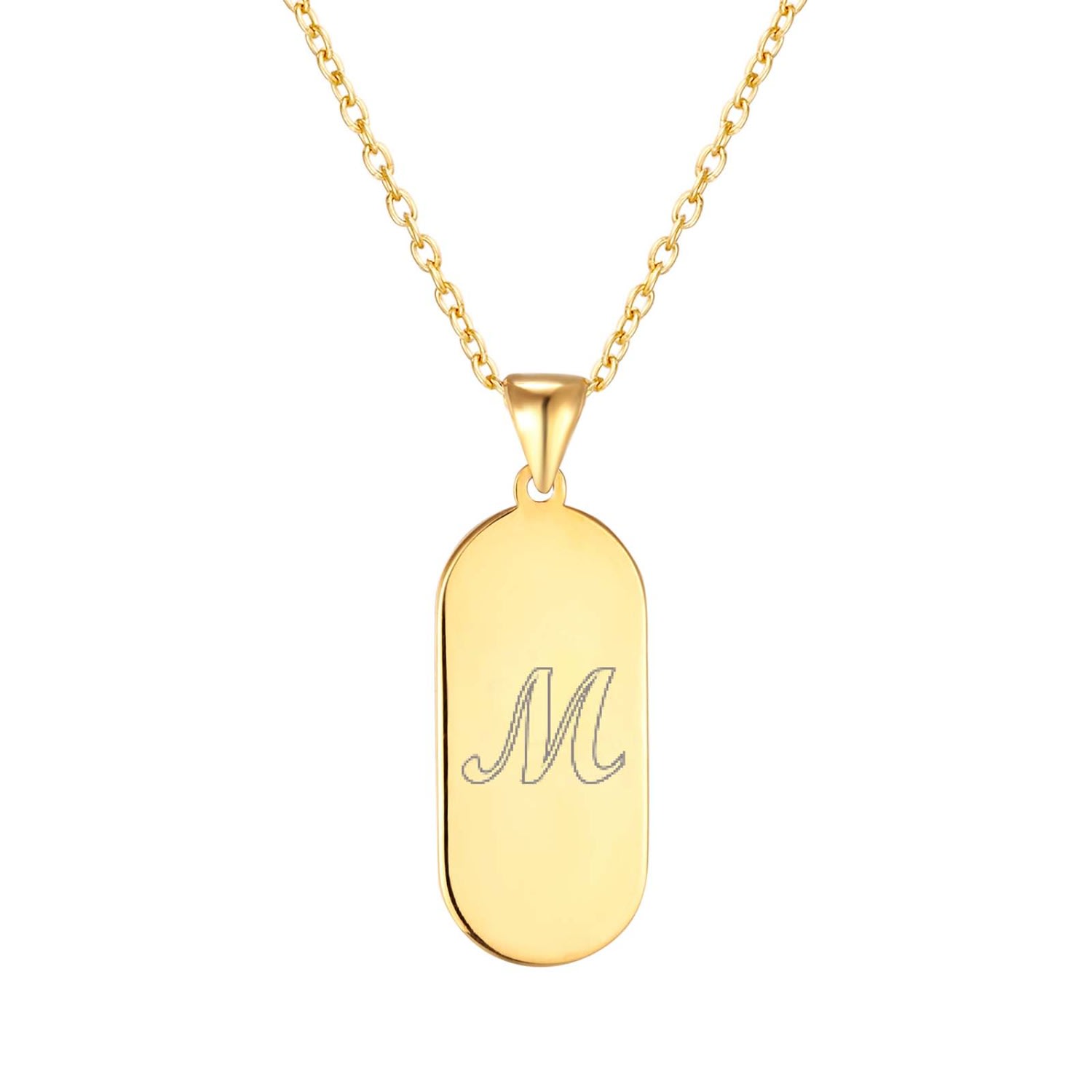 Women’s 22Ct Gold Vermeil Engravable Classic Tag Pendant - Script Font Seol + Gold