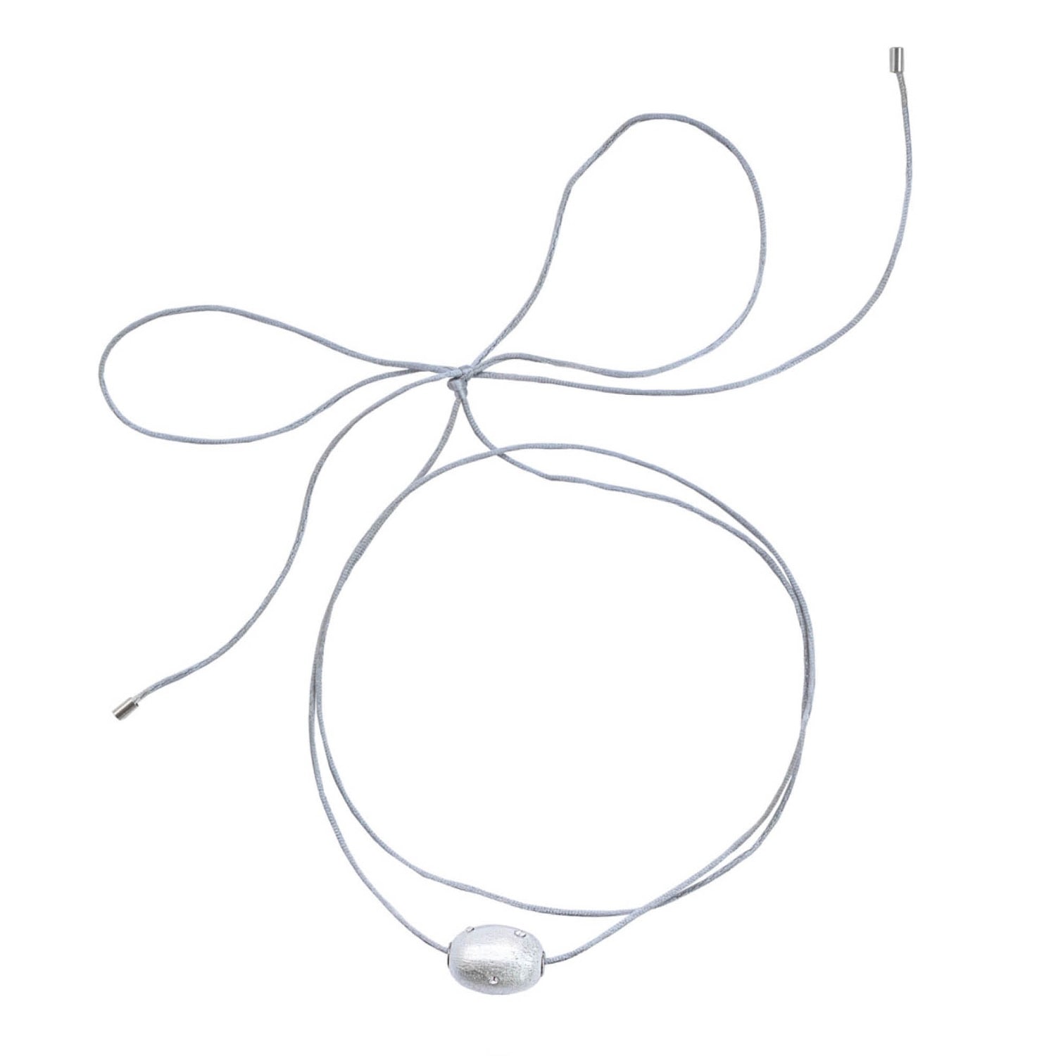 Saule Label Women's Silver Lily Tie Necklace In Jet Frost In Metallic