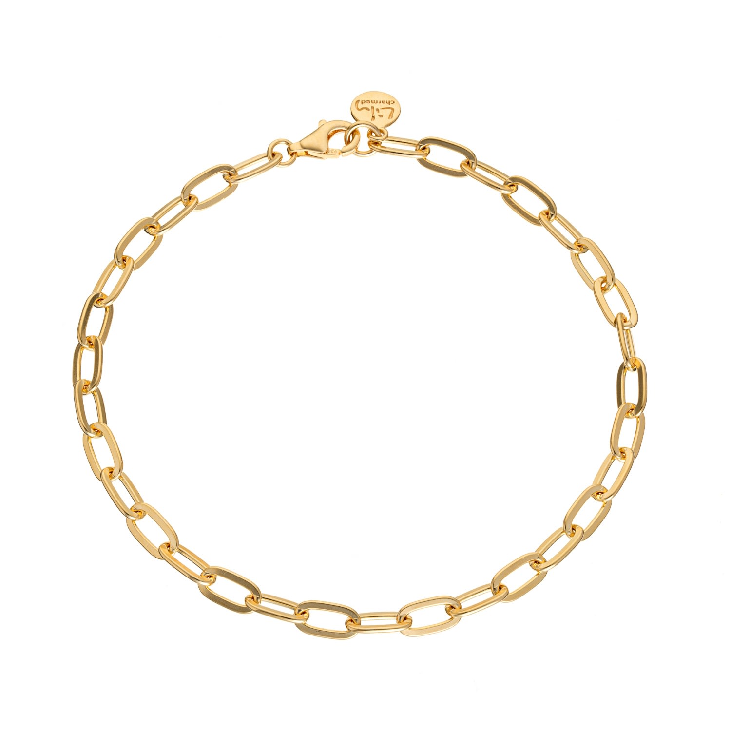Lily Charmed Women's Gold Plated Chunky Oval Link Charm Bracelet
