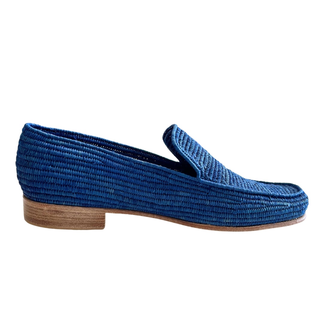 Ocelot Market Men's Raffia Loafer In Blue In Blue