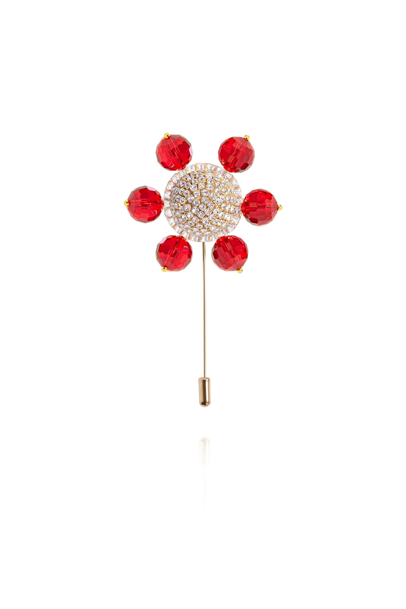 Saule Label Women's Gold / Red Jolie Lapel Pin In Amaranth Red In Gold/red