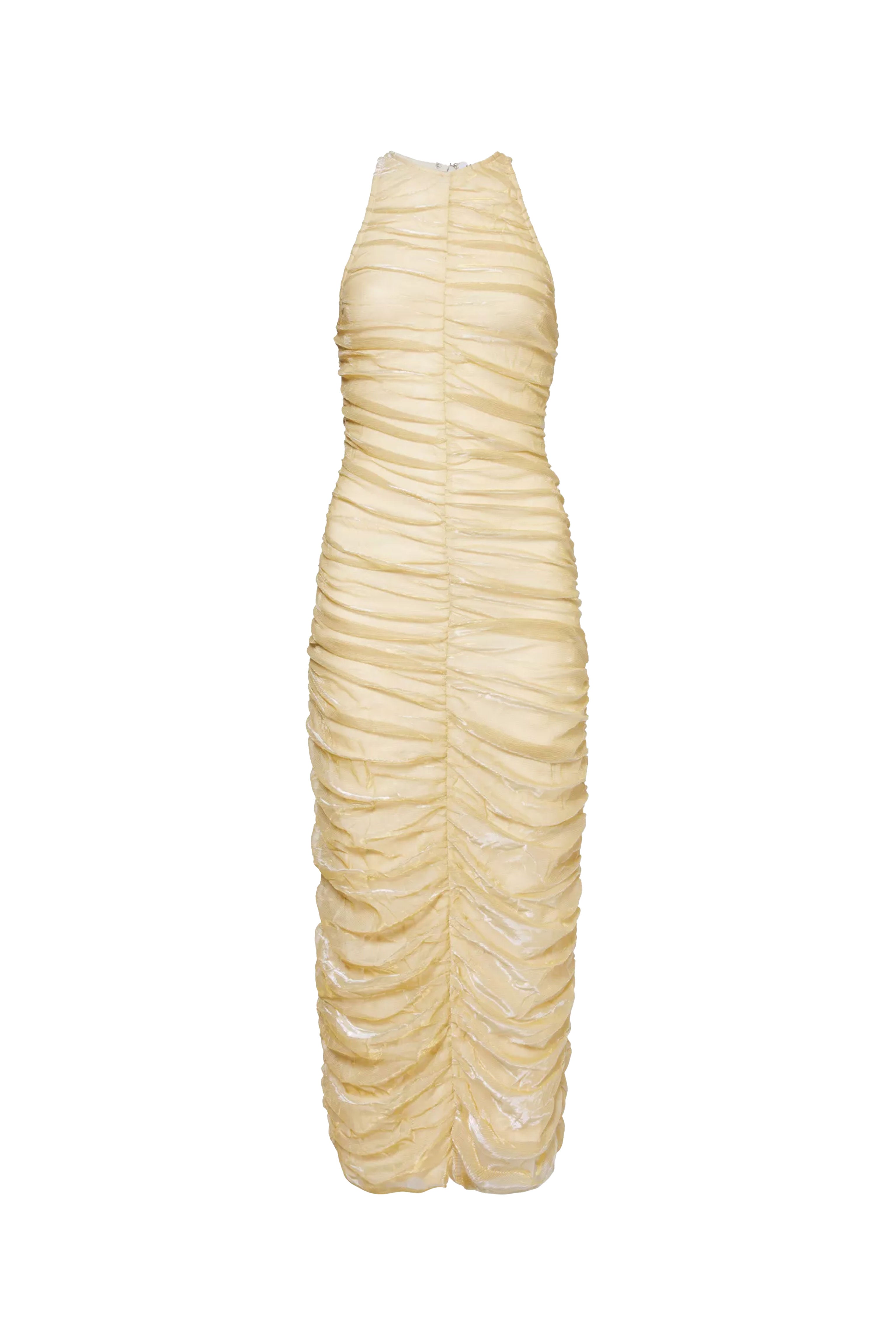 gold ruched midi dress Lottie Ruche | AMY LYNN Western Glam