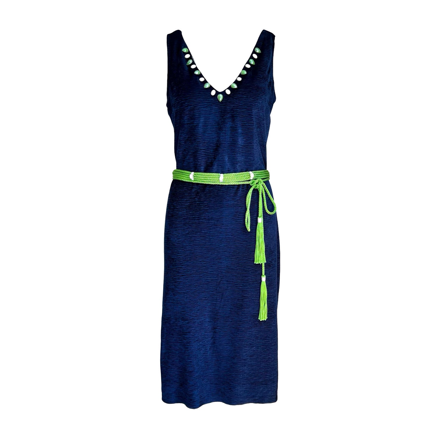 L2r The Label Women's Green / Blue Marcel Tank Dress With Slit In Blue In Green/blue