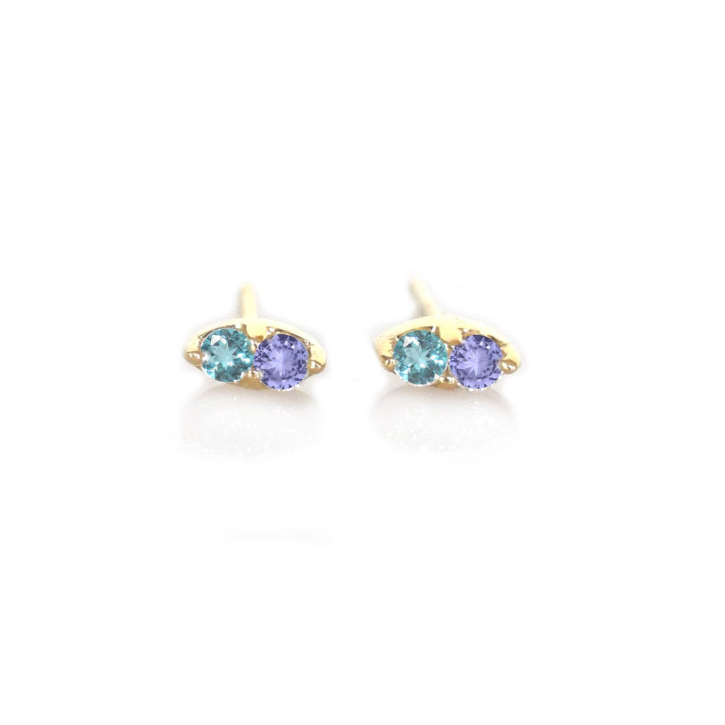 Women’s Solid Gold Tanzanite & London Blue Topaz Pavillion Studs La Kaiser