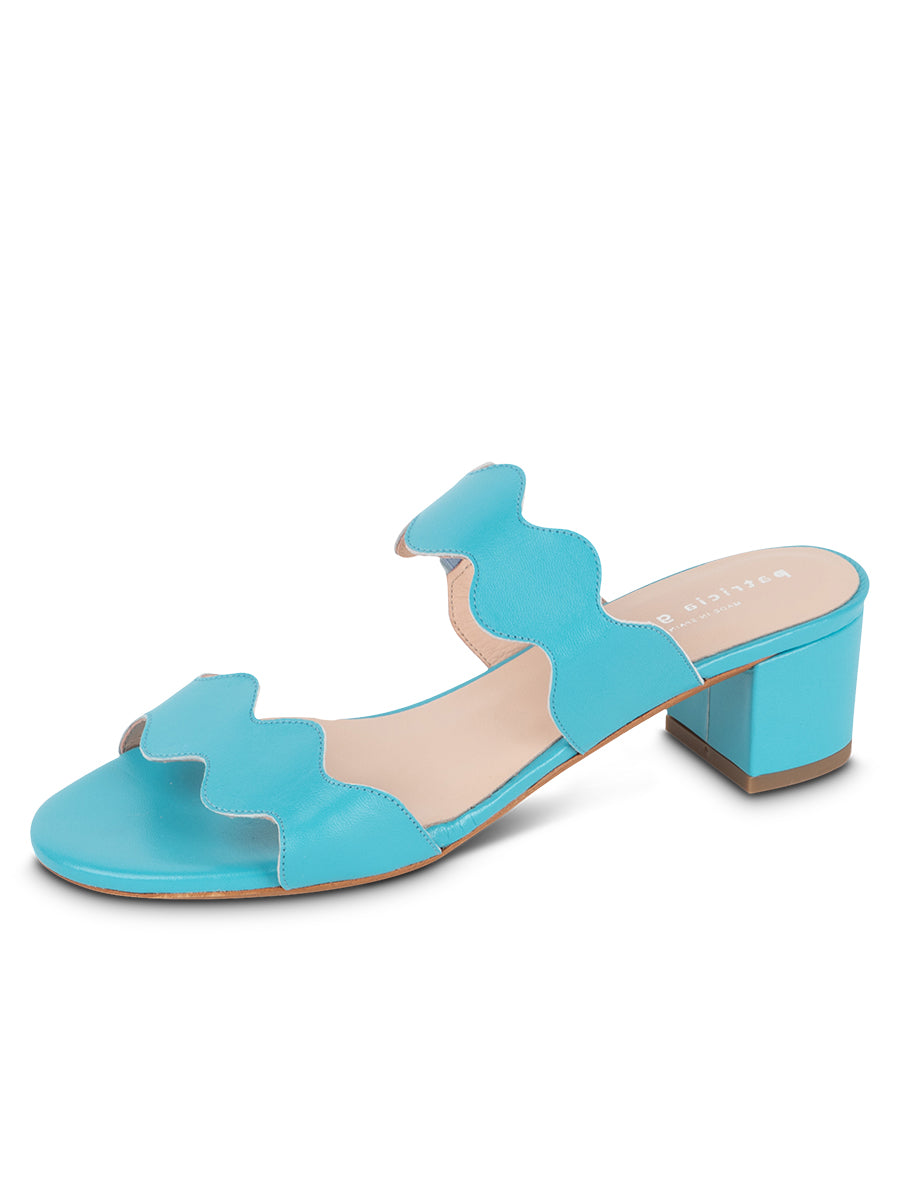 Palm Beach Scalloped Sandal Turquoise Patricia Green Wolf Badger