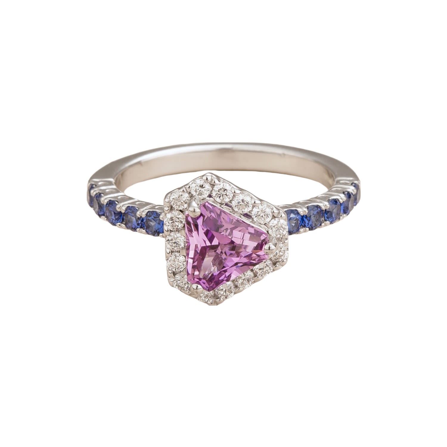 Juvetti Women's Blue / White / Orange Diana White Gold Ring Purple Sapphire Blue Sapphire Diamond In Multi