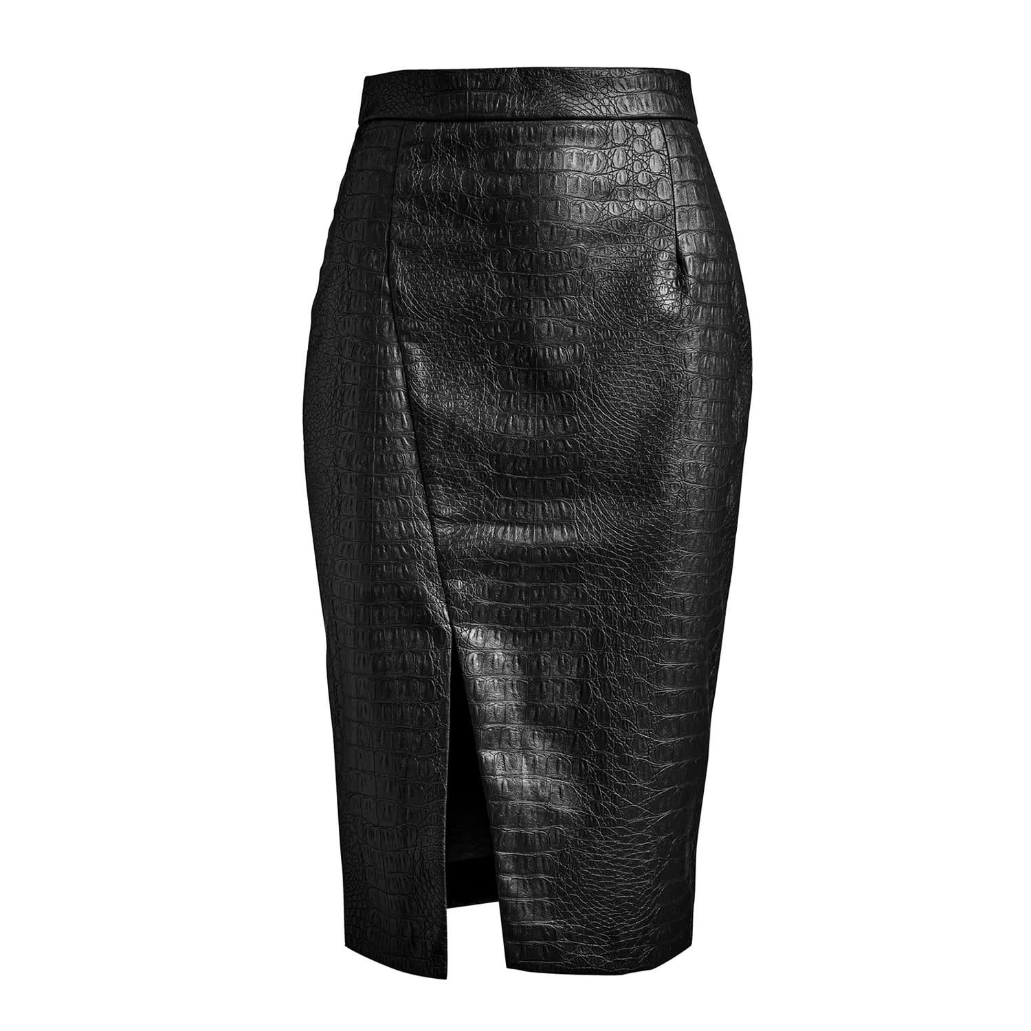 white leather skirt crocodile