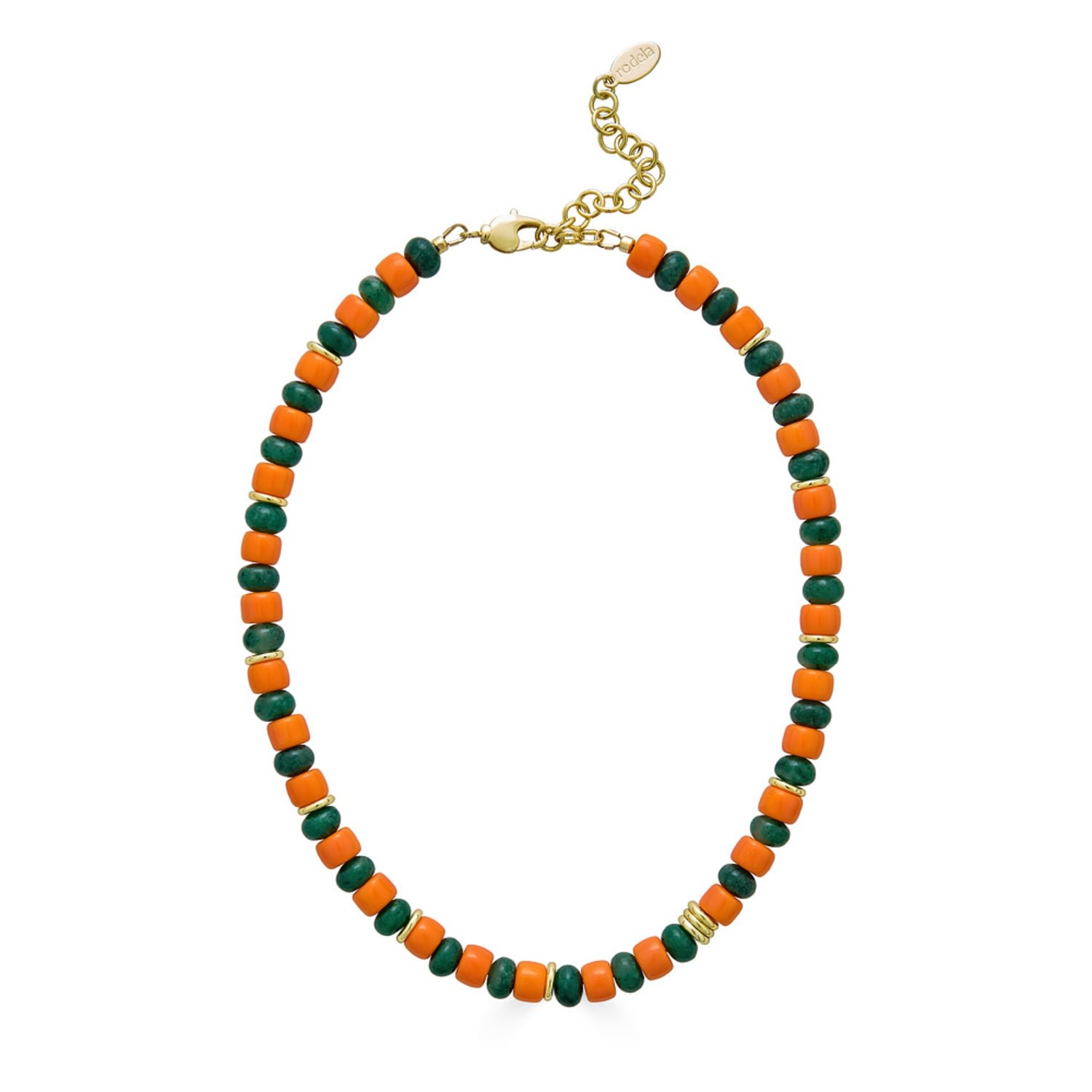 Women’s Green / Yellow / Orange Poppy Lampwork Glass And African Jade Necklace Rodela