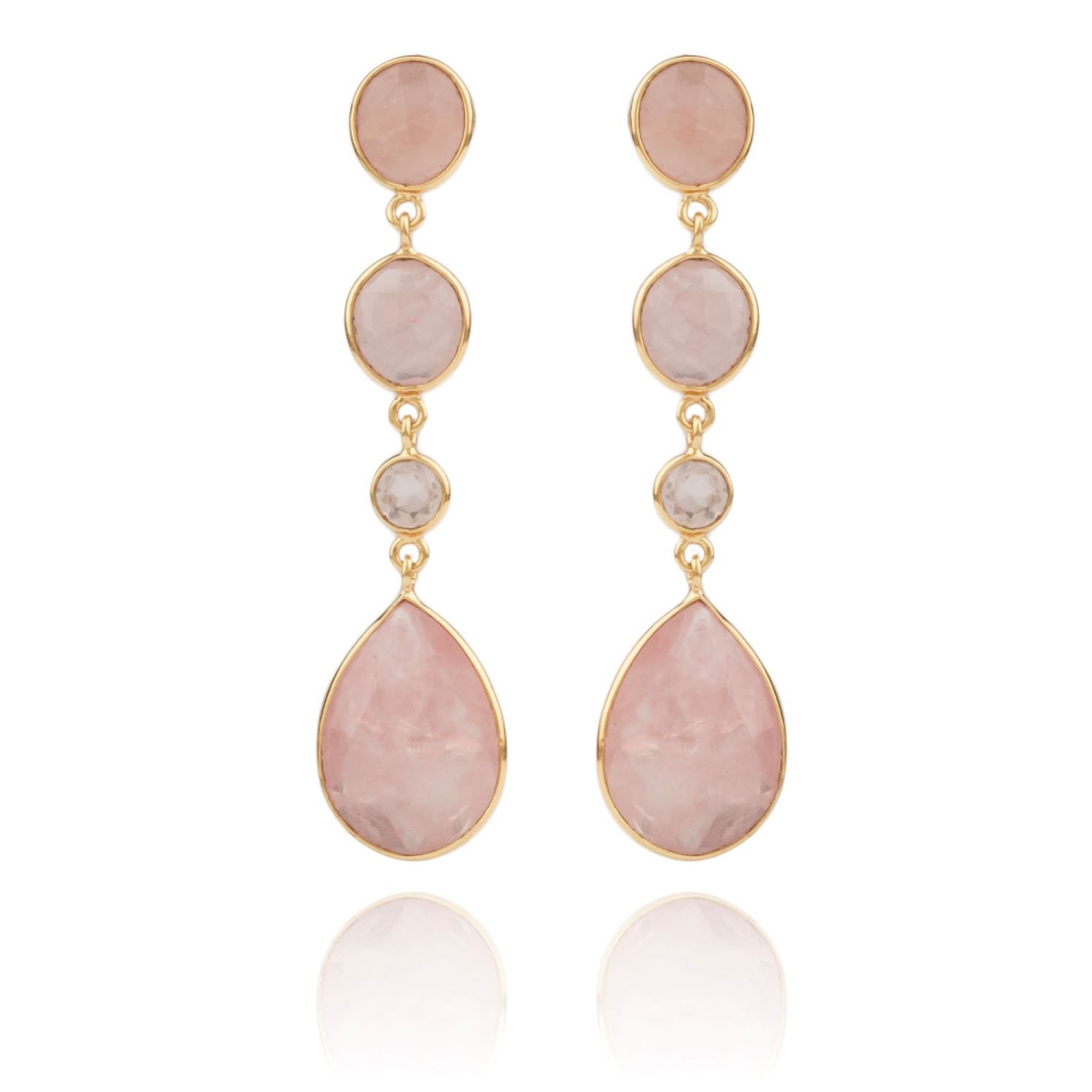 Women’s Pink / Purple Odile Drop Earrings With Matte And Polished Semi-Precious Stones House of Elliott