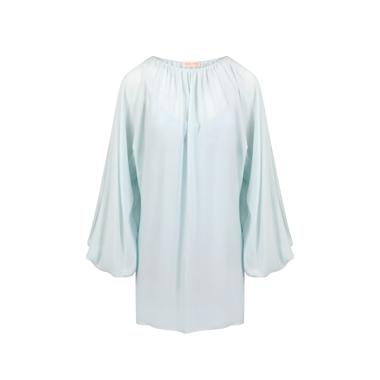 House Of Ika Women's Gathered Flow Viscose Mini Dress In Blue