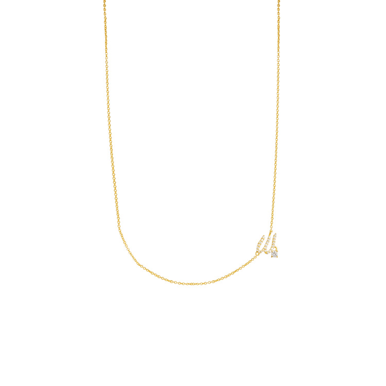 Lavani Jewels Women's Gold / White Zircon "w" Initial Necklace In Gold