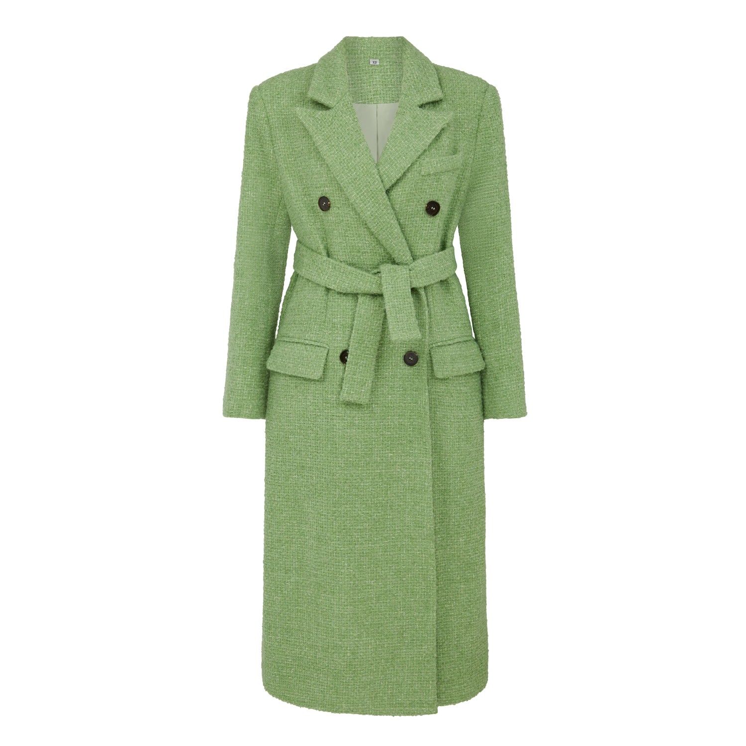 Women’s Oversized Metallic Thread Peak-Lapels BouclÃ© Tweed Coat In Pistachio Green Extra Small Sour Figs