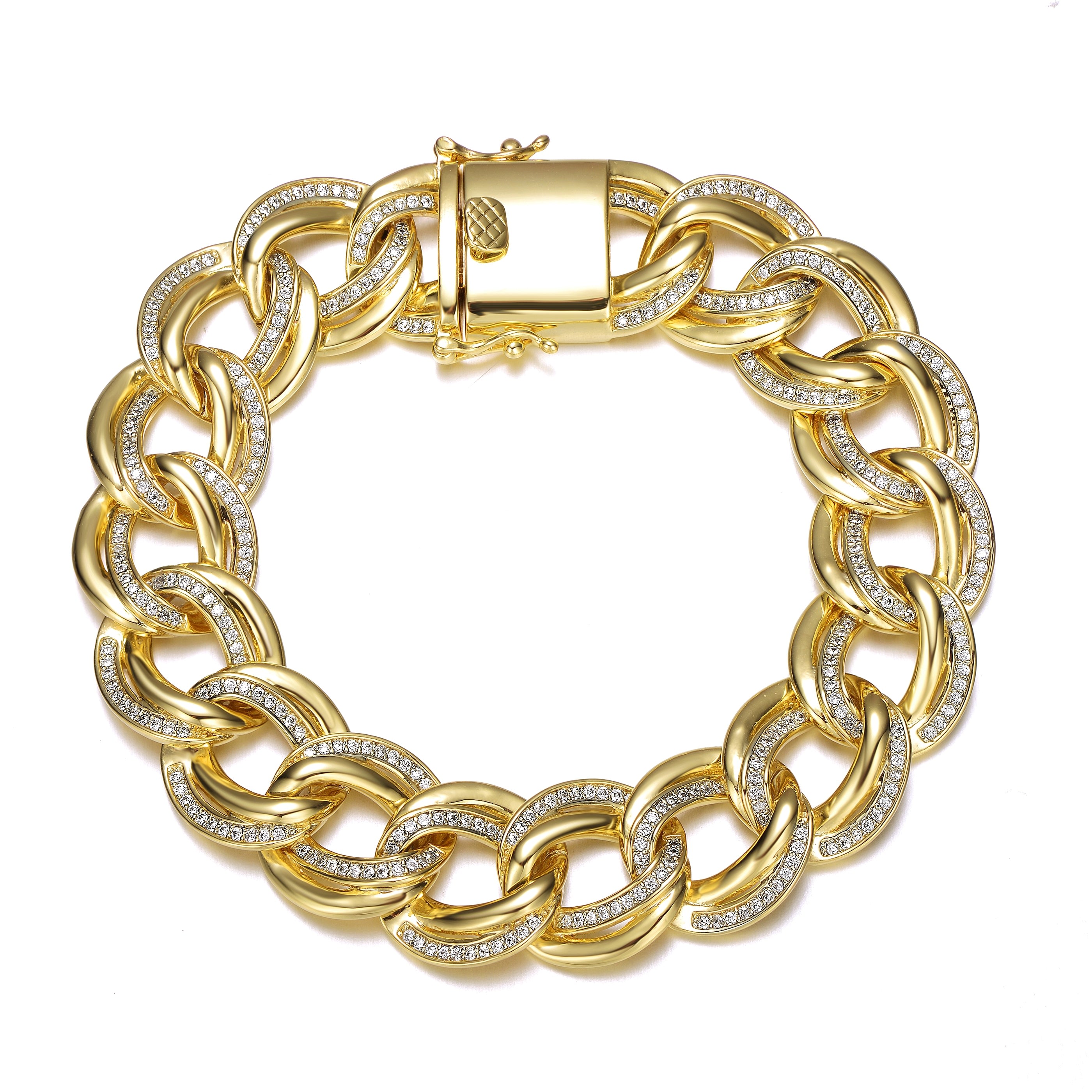 Women’s Gold / White Rachel Glauber Gold Plated Cubic Zirconia Chain Bracelet Genevive Jewelry