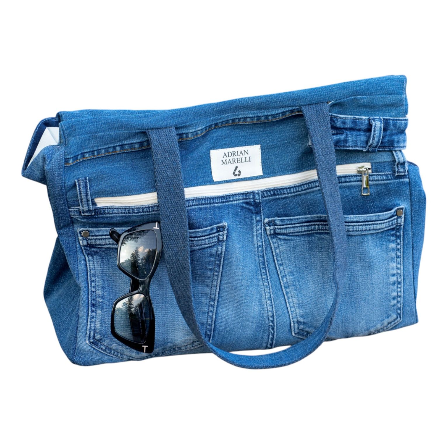 Leathere Women's Blue London Upcycled Denim Tote