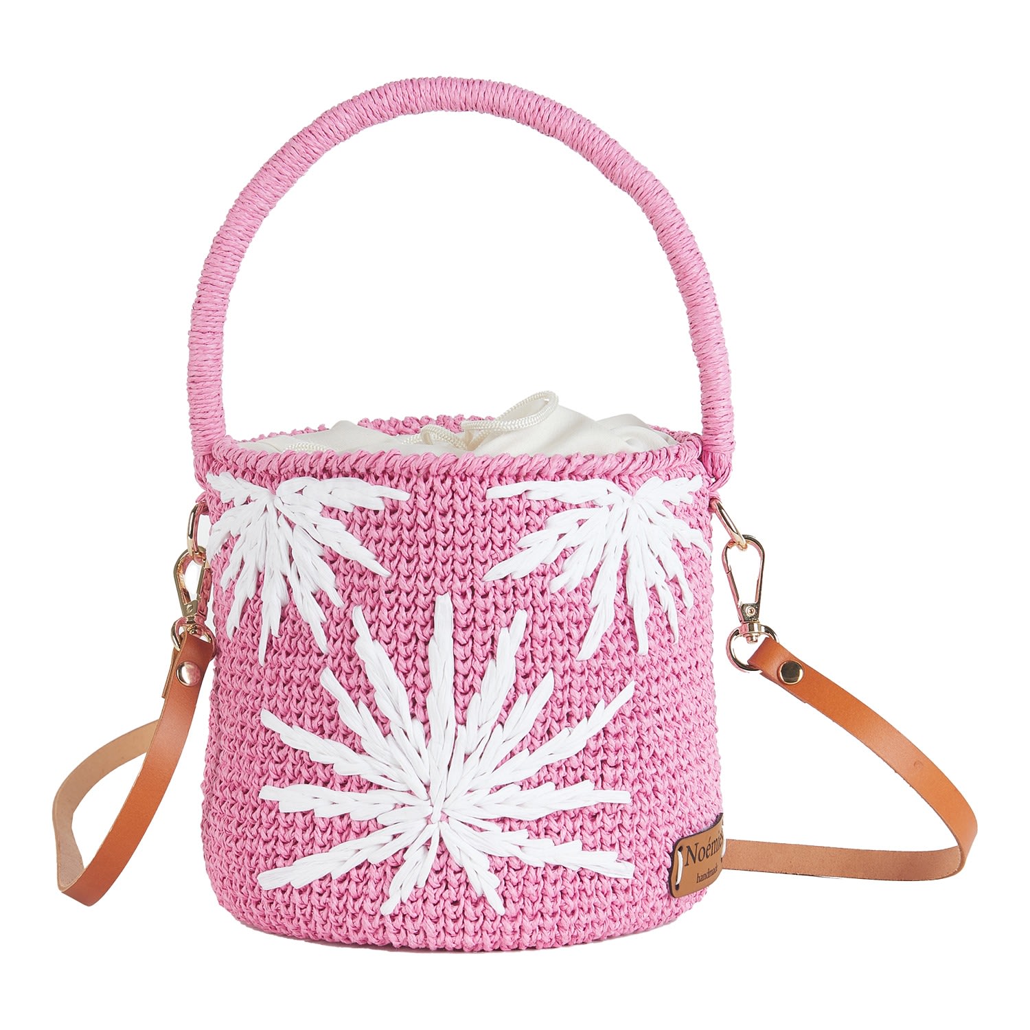 Women’s Pink / Purple Alex Pink Bucket Raffia Handbag Noémies