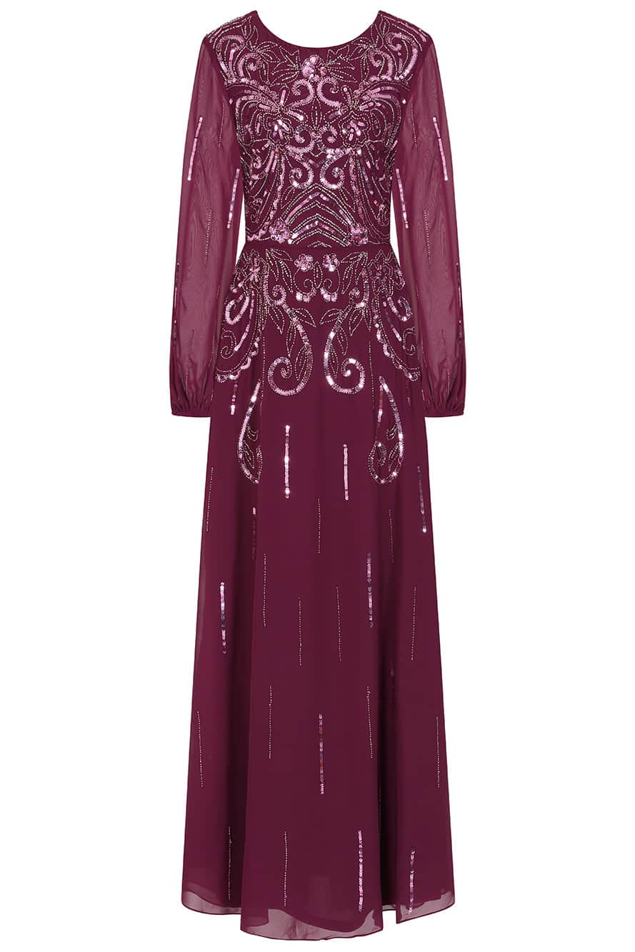 berry sequin maxi dress Shop On The Rise