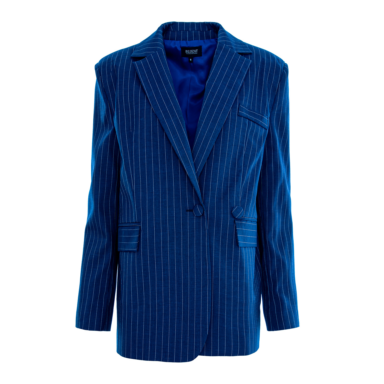 Bluzat Women's Blue Stripe Oversized Blazer In Blue