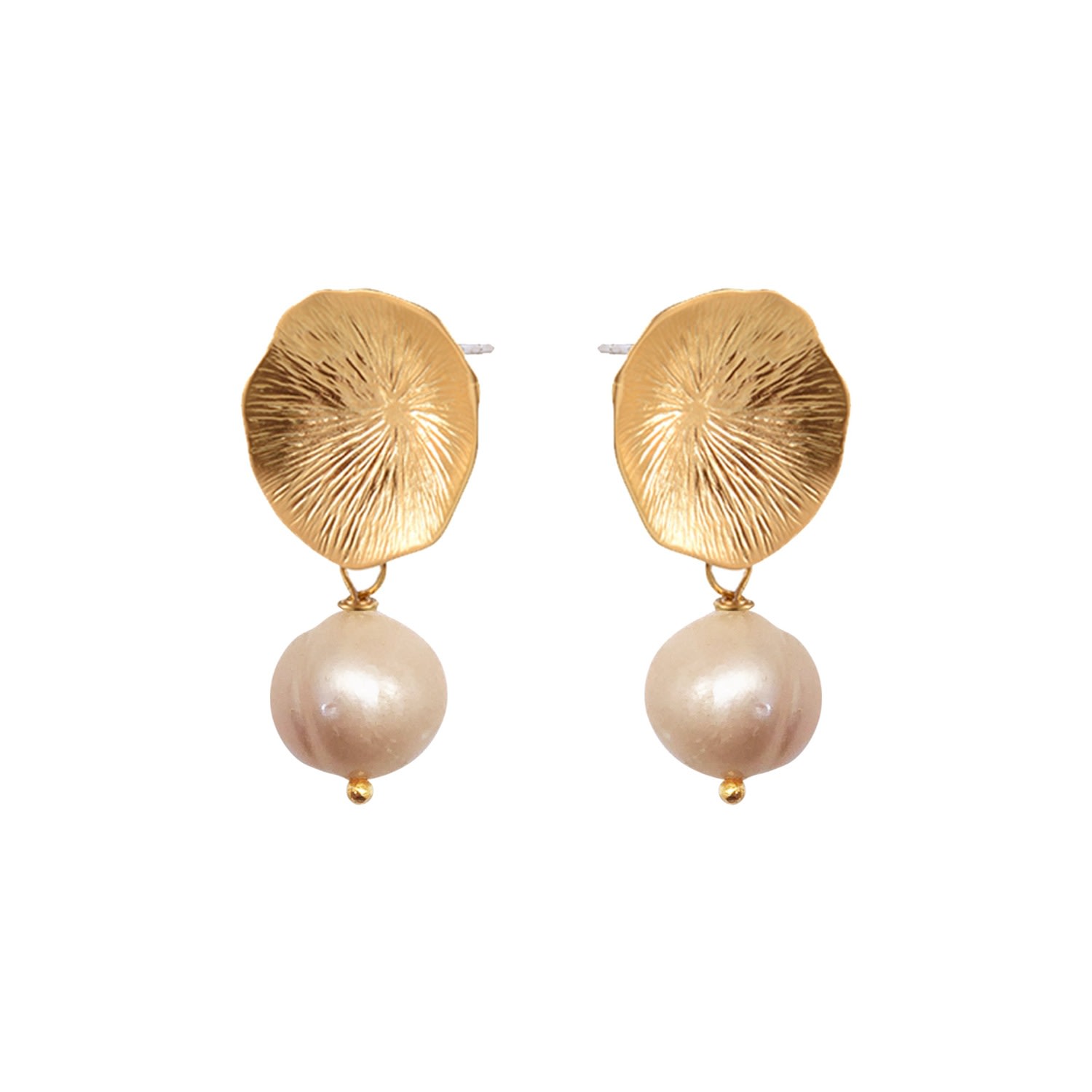 Women’s Neutrals Flower Coral Earrings Peach Pearl | Mirabelle Jewellery