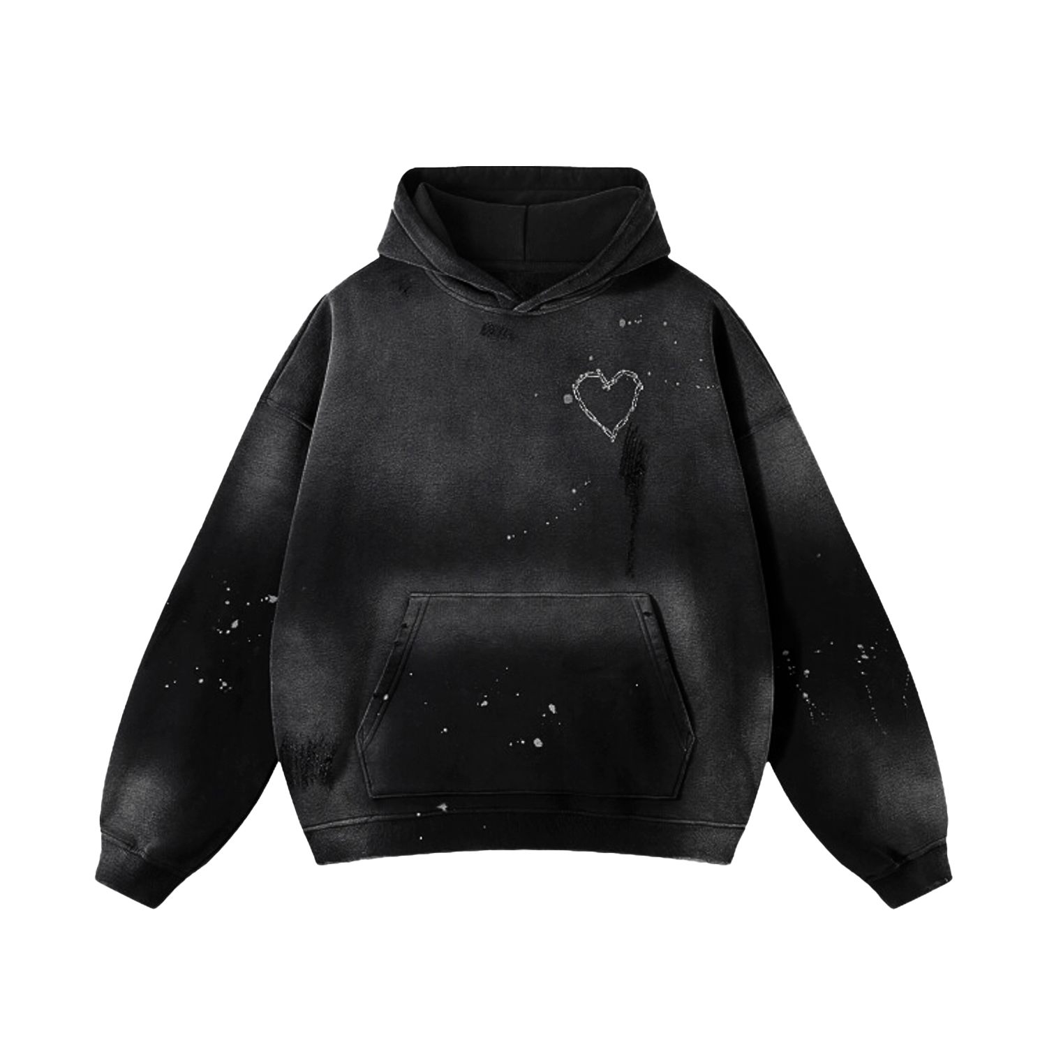 X Ilona Blue Black Universal Love Riot Frayed Hoodie In Black