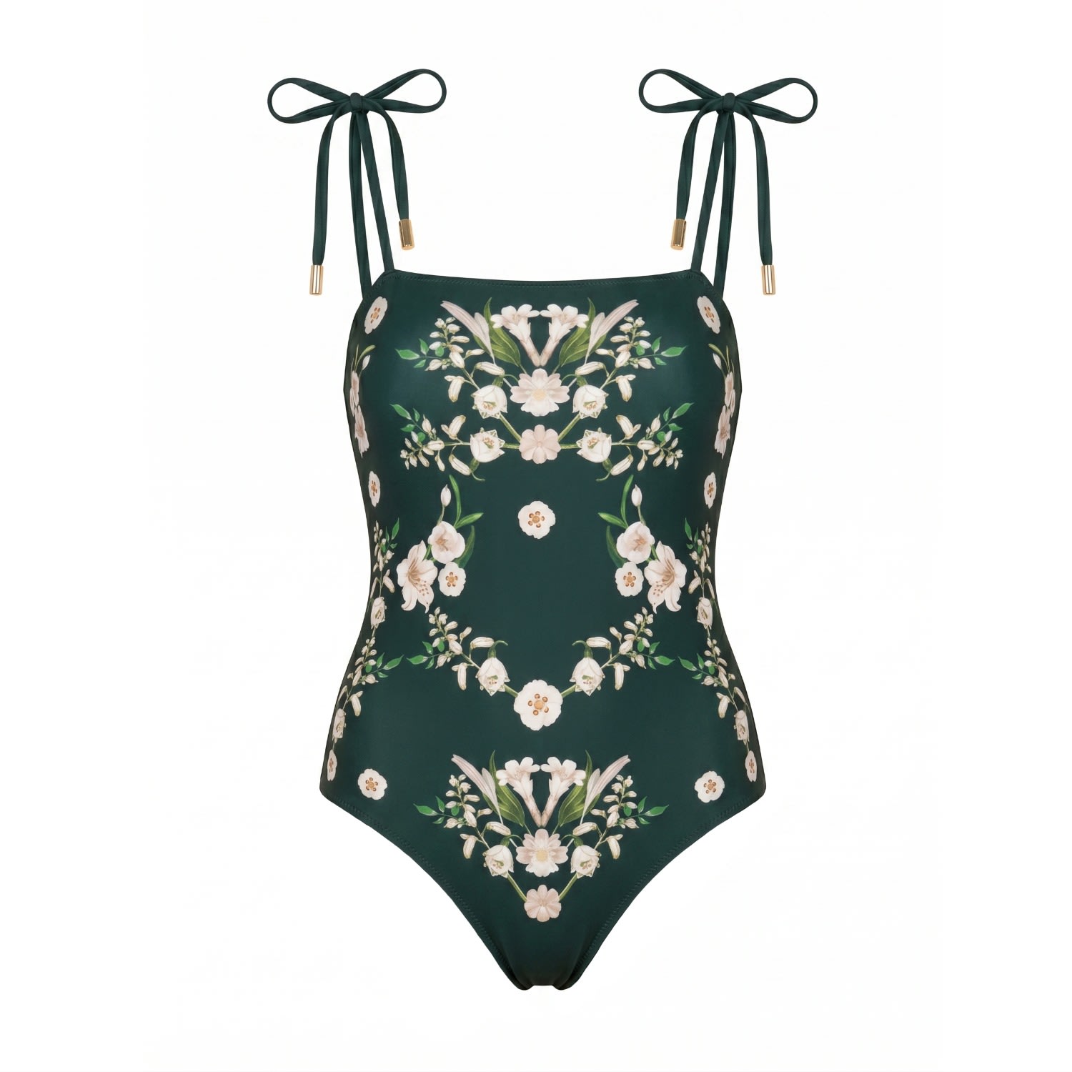 Women's Green / White Lily Garden Reversible One Piece Swimsuit