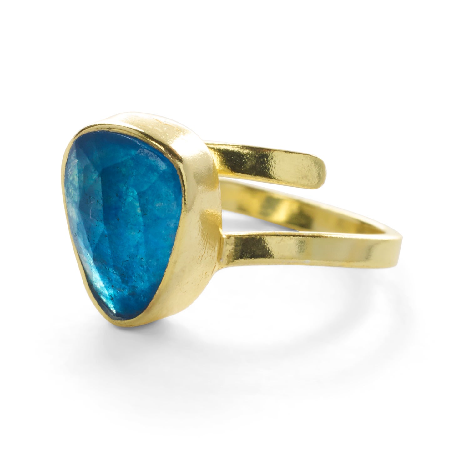 Yaa Yaa London Women's Blue Neon Apatite Gemstone Adjustable Pinky Ring