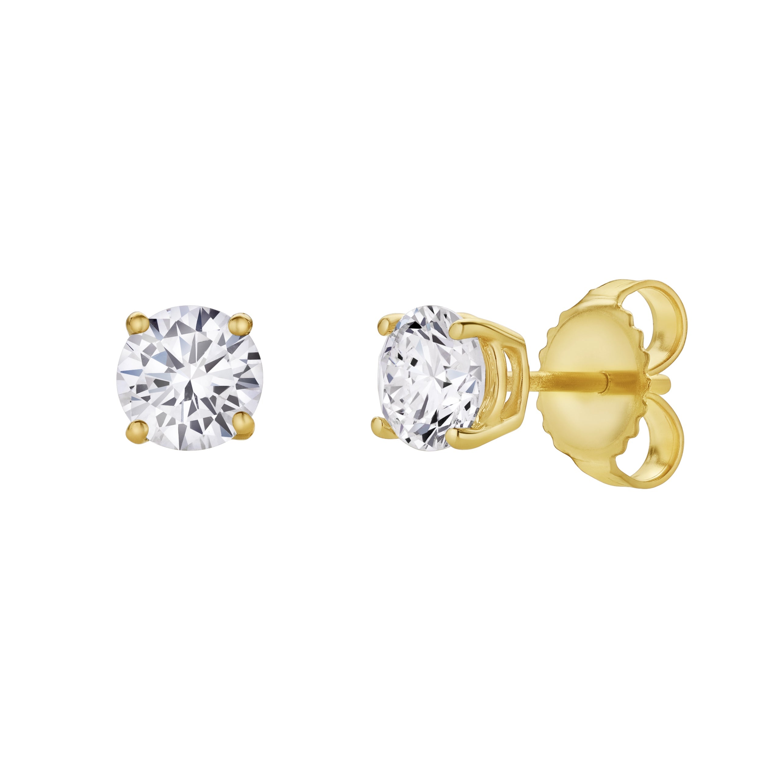 Lmj Women's Valeria Yellow Gold Lab Grown Round Shaped Solitaire Diamond Earrings