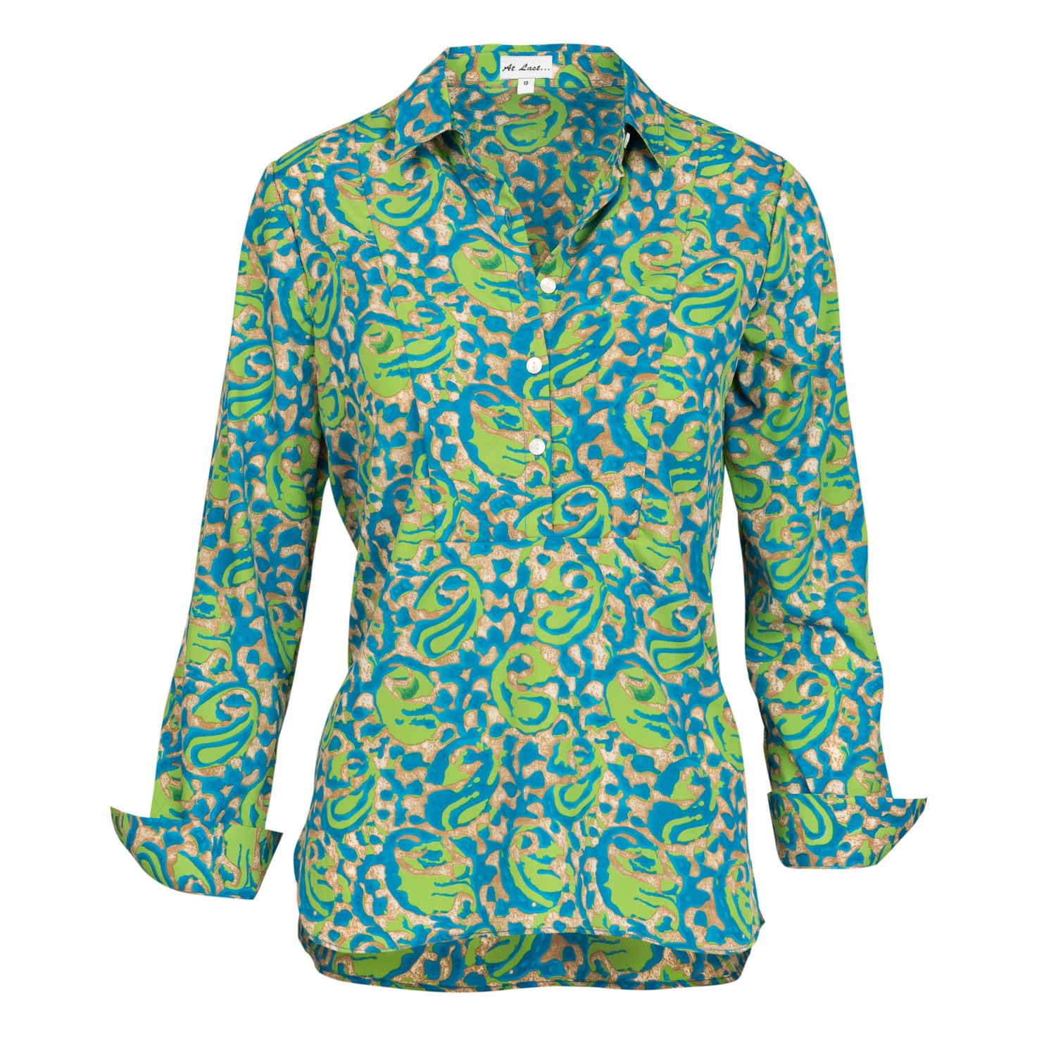 At Last... Women's Blue Soho Shirt Turquoise & Lime In Blue