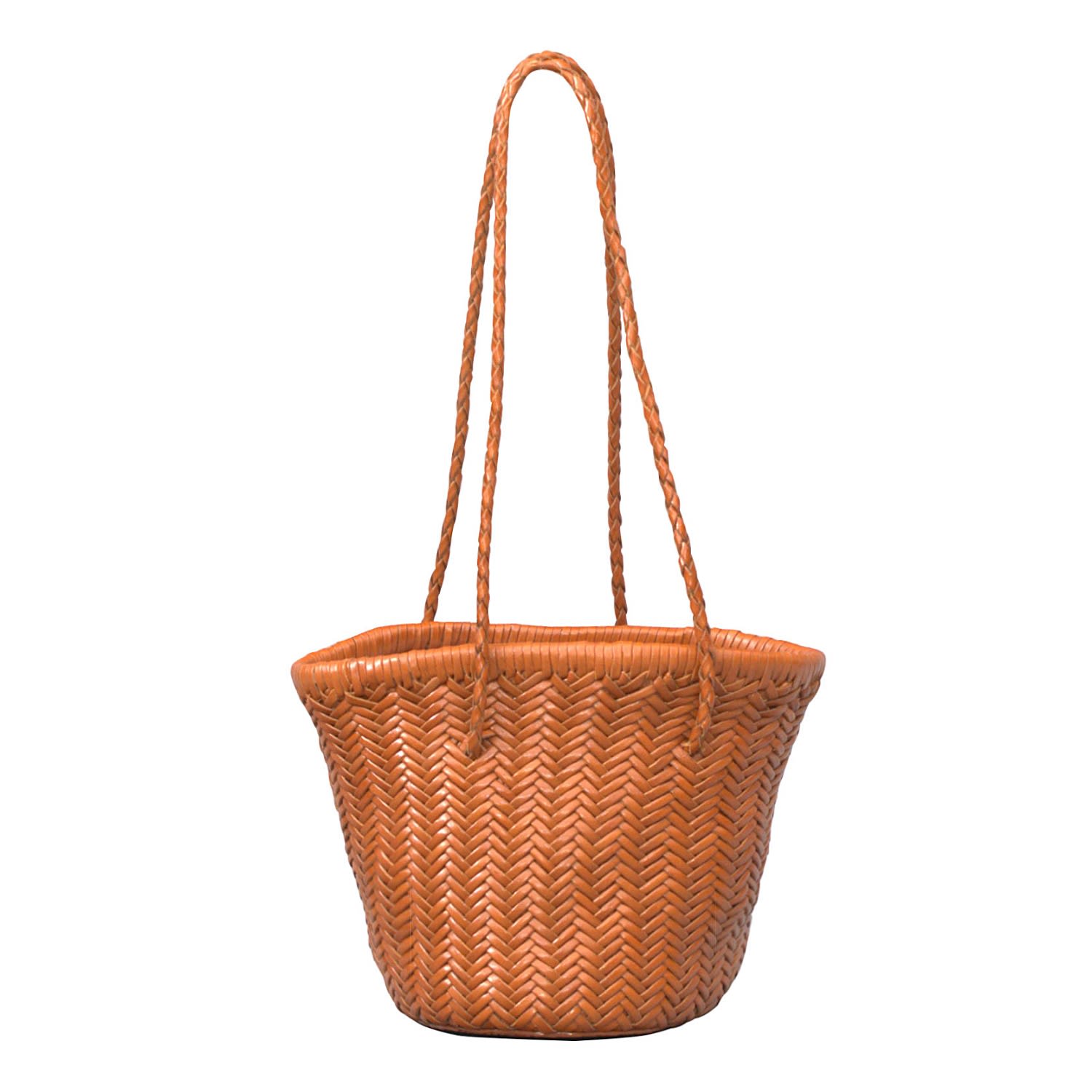 Women’s Brown Woven Leather Beach Bucket Bag - Tan Rimini