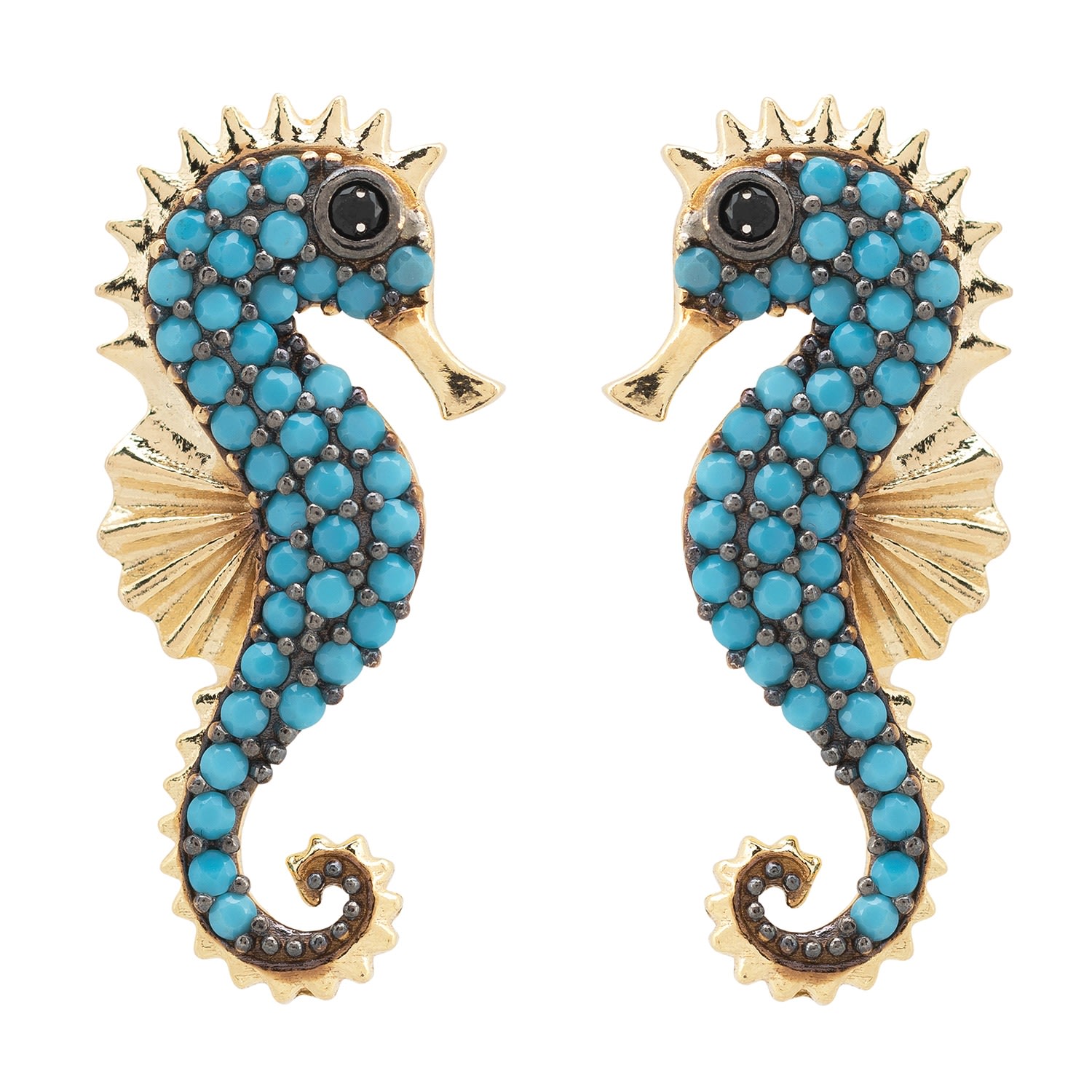 Women’s Blue / Gold Seahorse Turquoise Earrings Gold Latelita