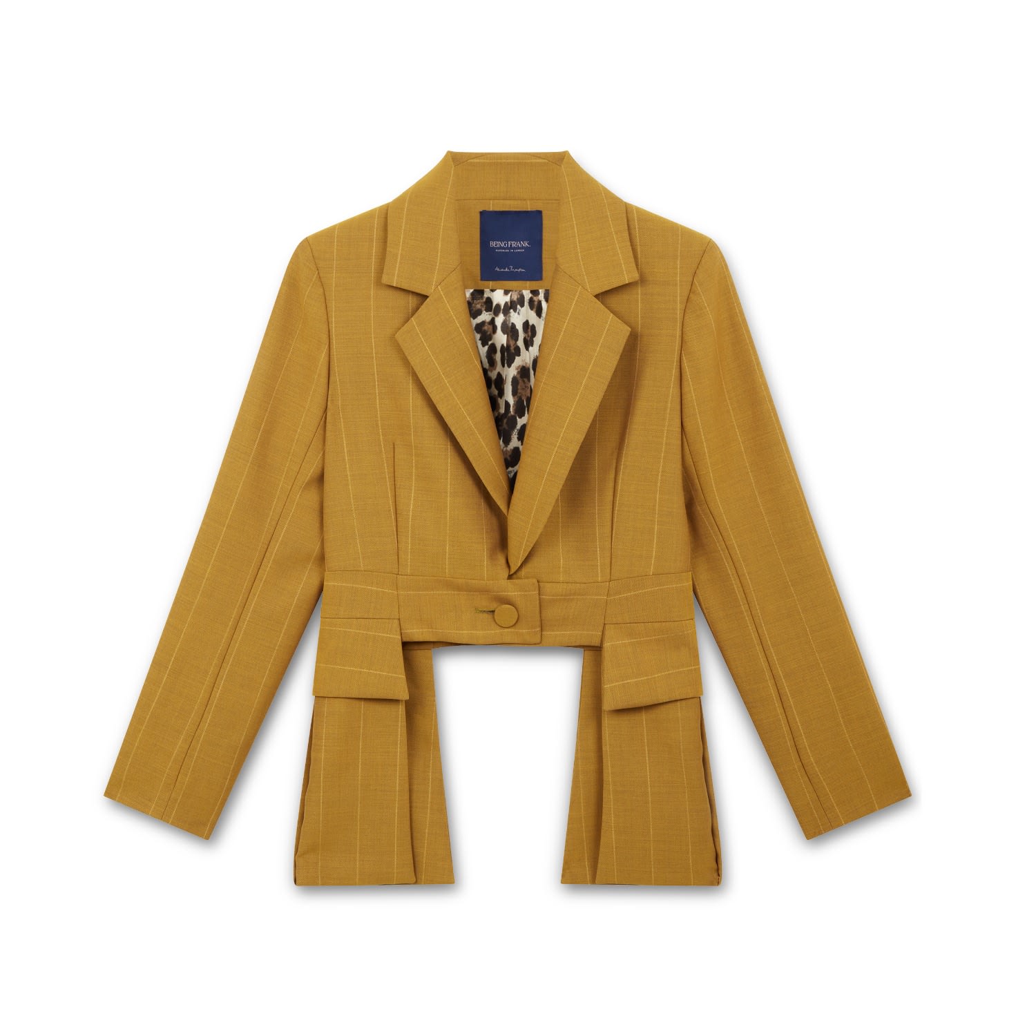 Women's Yellow Andy Suit Jacket / Mustard Pinstripe | Small | Amanda Thompson Couture