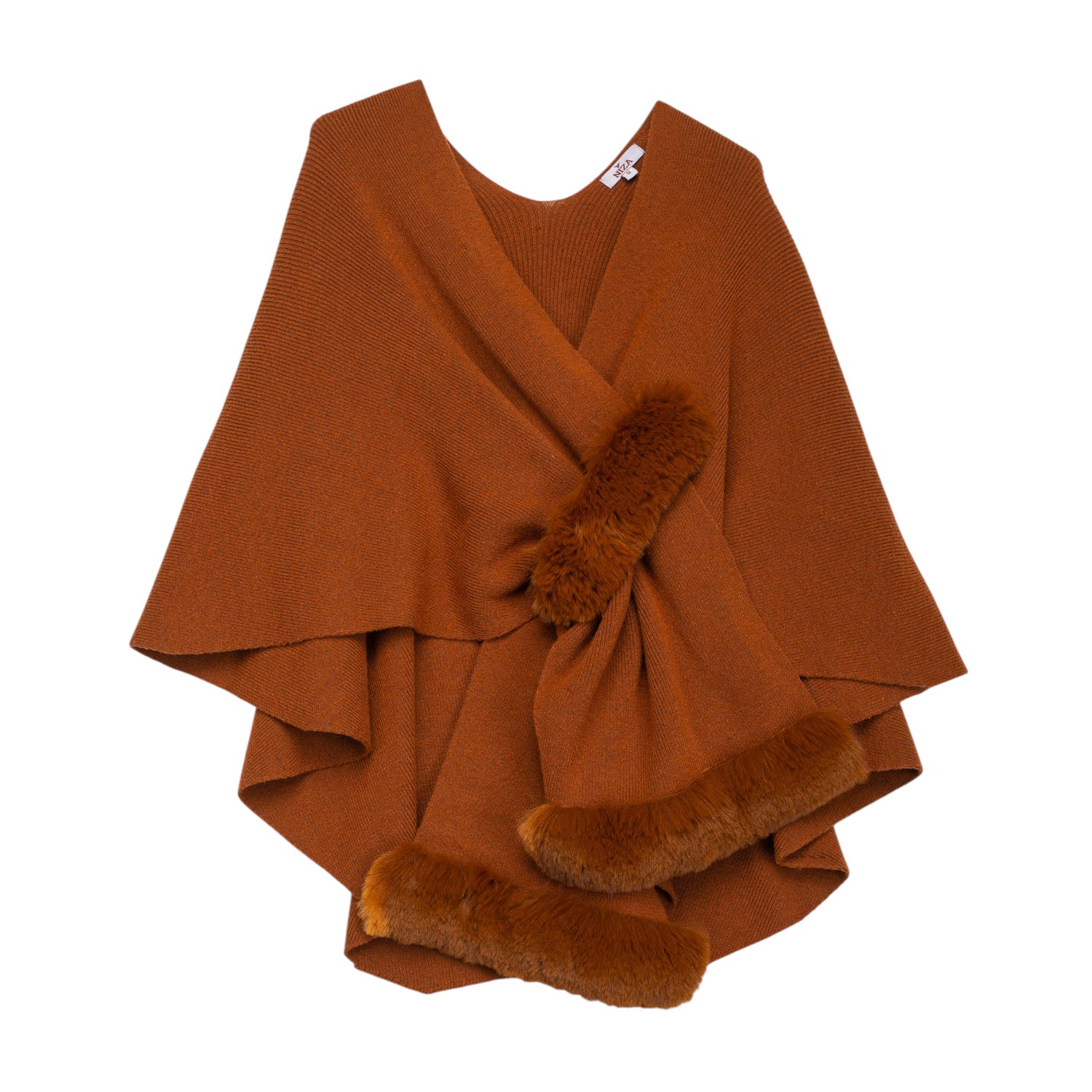 Niza Brown Plain Women's Poncho In Brown