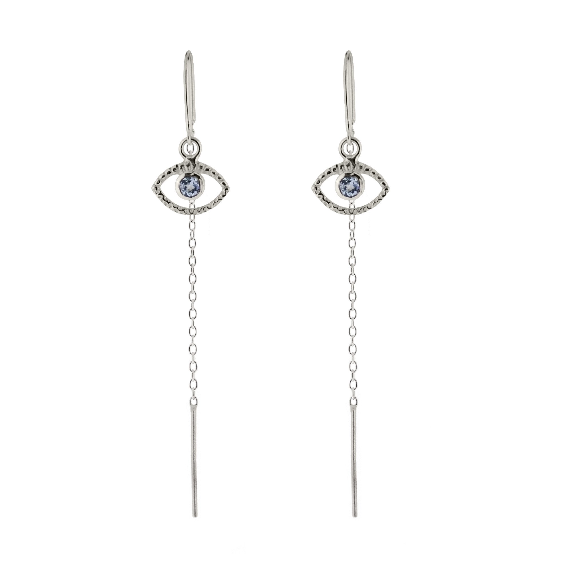 Charlotte's Web Jewellery Women's Eye Of Intuition Silver Threader Earrings - Blue Topaz In Silver