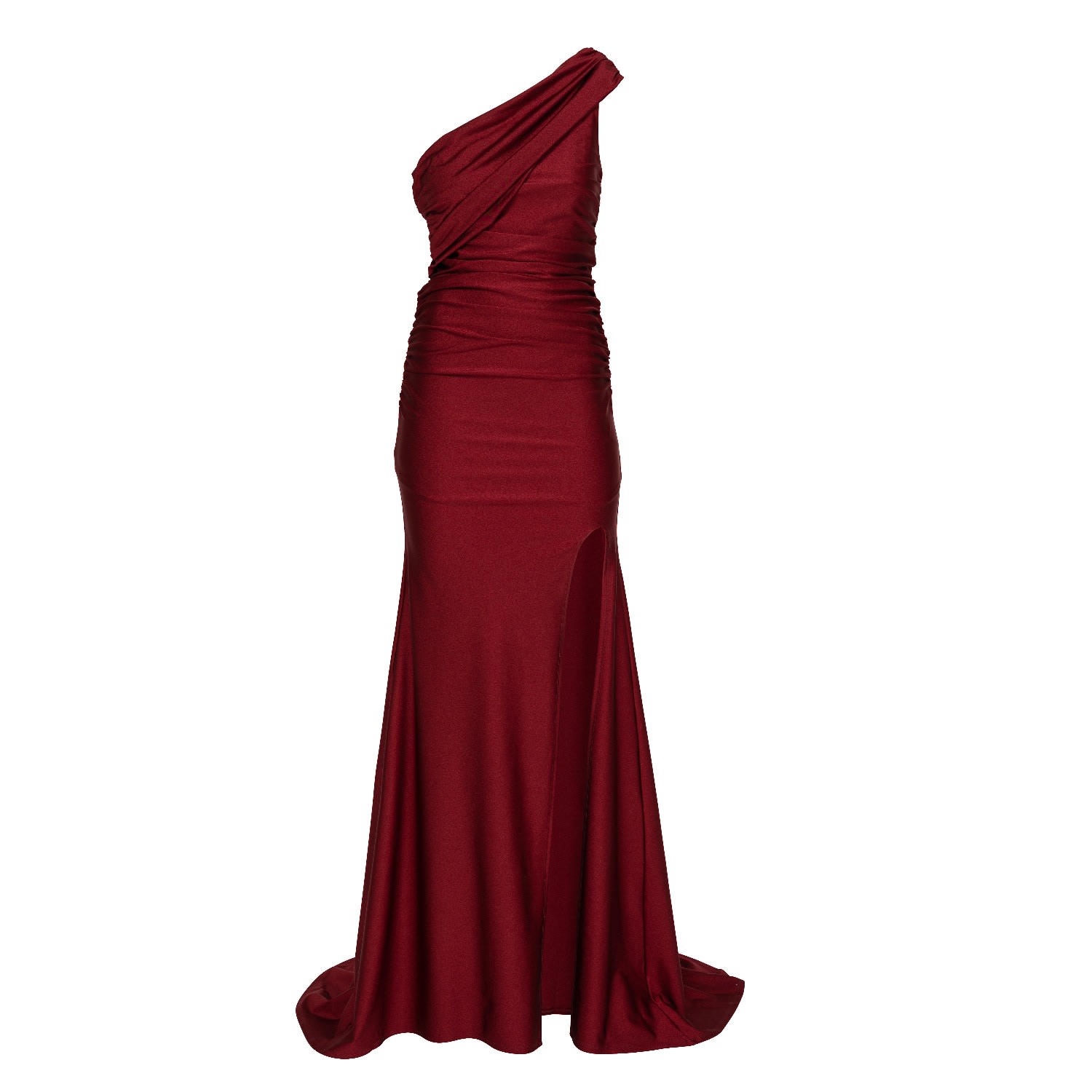 Tantra Spain Sl Women's Red Long Dress With One Elastic Sleeve, Back Zipper And Leg Opening Burgandy In Red