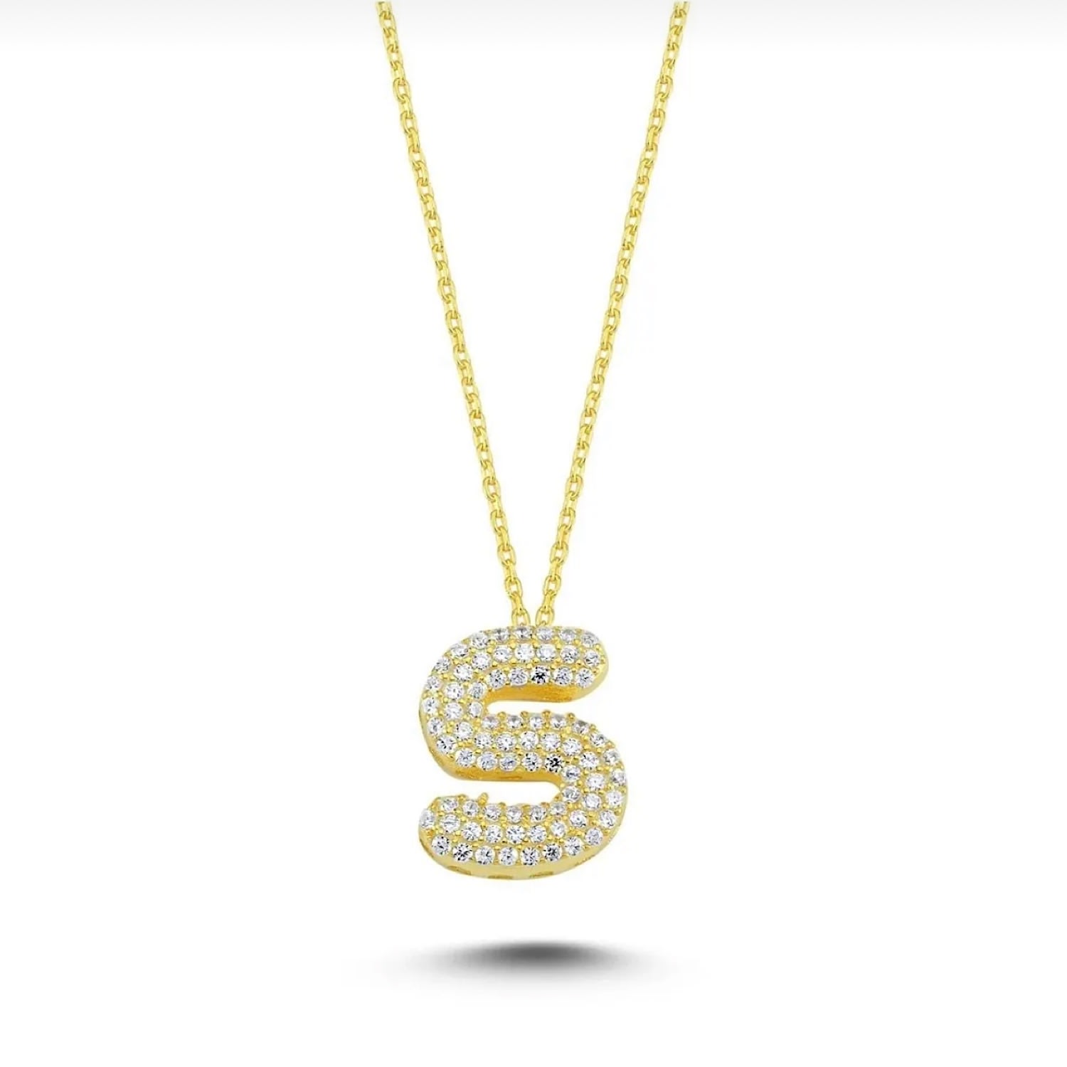 Women’s Gold / Silver Pave Initial Letter Diamond Zircon Stones Alphabet Necklace Selen Jewels